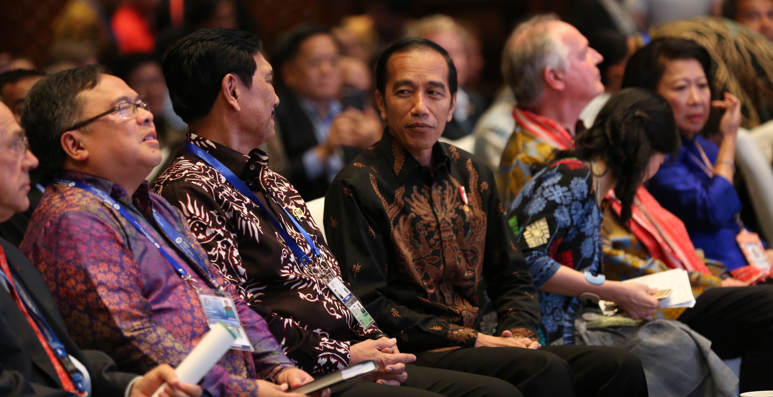  President of Indonesia, Joko Widodo in the audience at the Tri Hita Karana Forum 