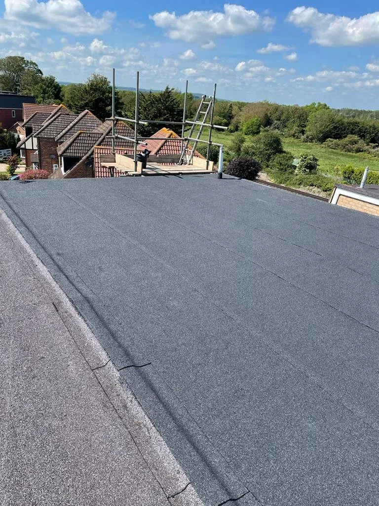 Finished mineral felt flat roof on a rear extension