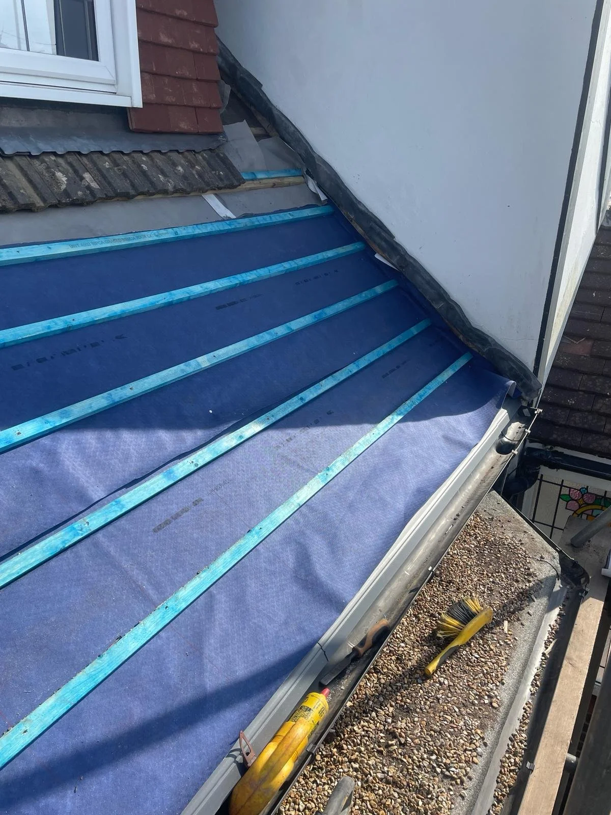Roof lining replacement - old deteriorated to new BBA approved felt