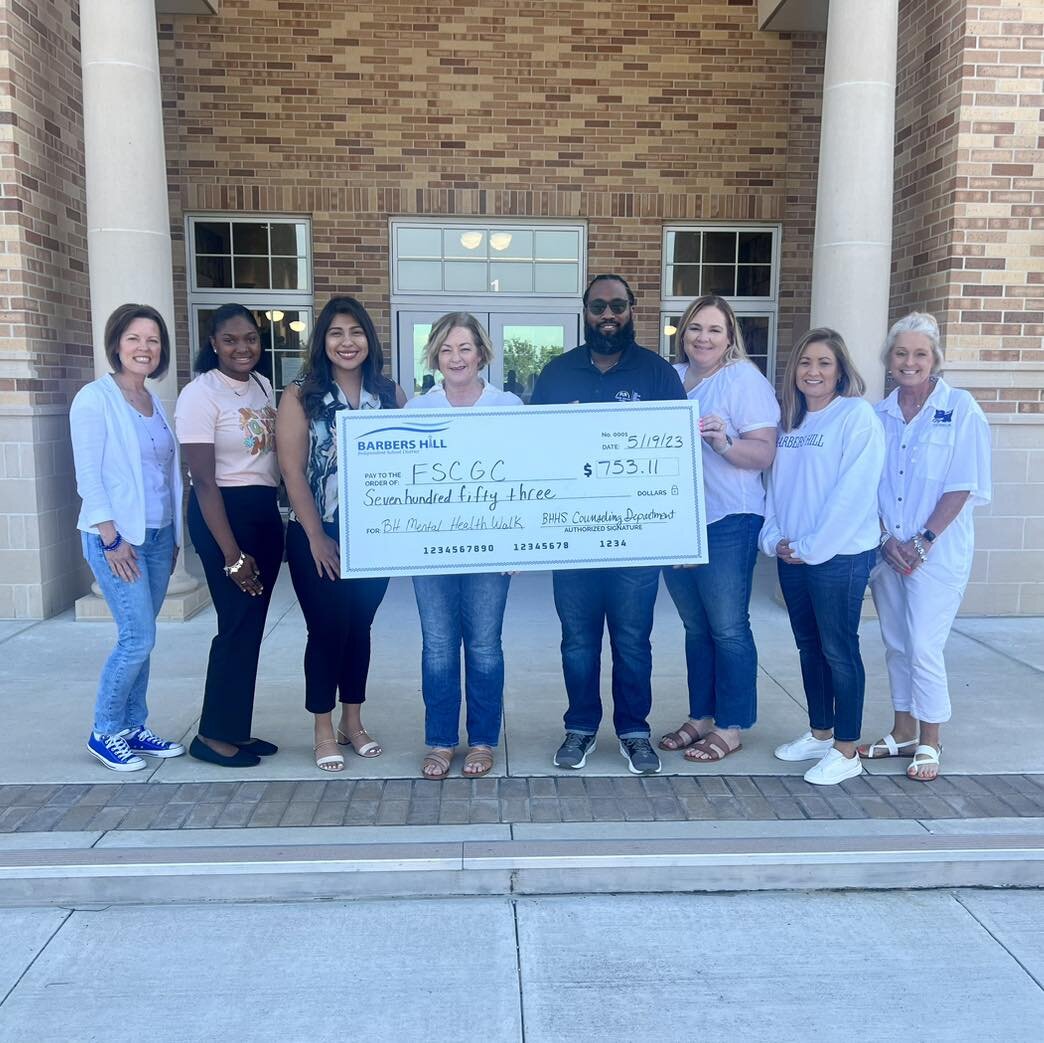Sending a heartfelt thank you to the amazing Barbers Hill High School Counselors for their donation to the Family Service Center! Your generosity is truly appreciated. ❤️🙏

#StrengtheningCommunities #MentalHealthAwareness