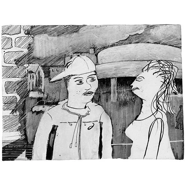 &lsquo;It was exactly like this, I was watching a film in the cinema and there we were on the screen&rsquo;
185 x 250 mm
Egg tempera and Indian ink on gesso -
#exactly 
#film
#cinema 
#screen
#swindon 
#inkdrawing 
#eggtemperapainting