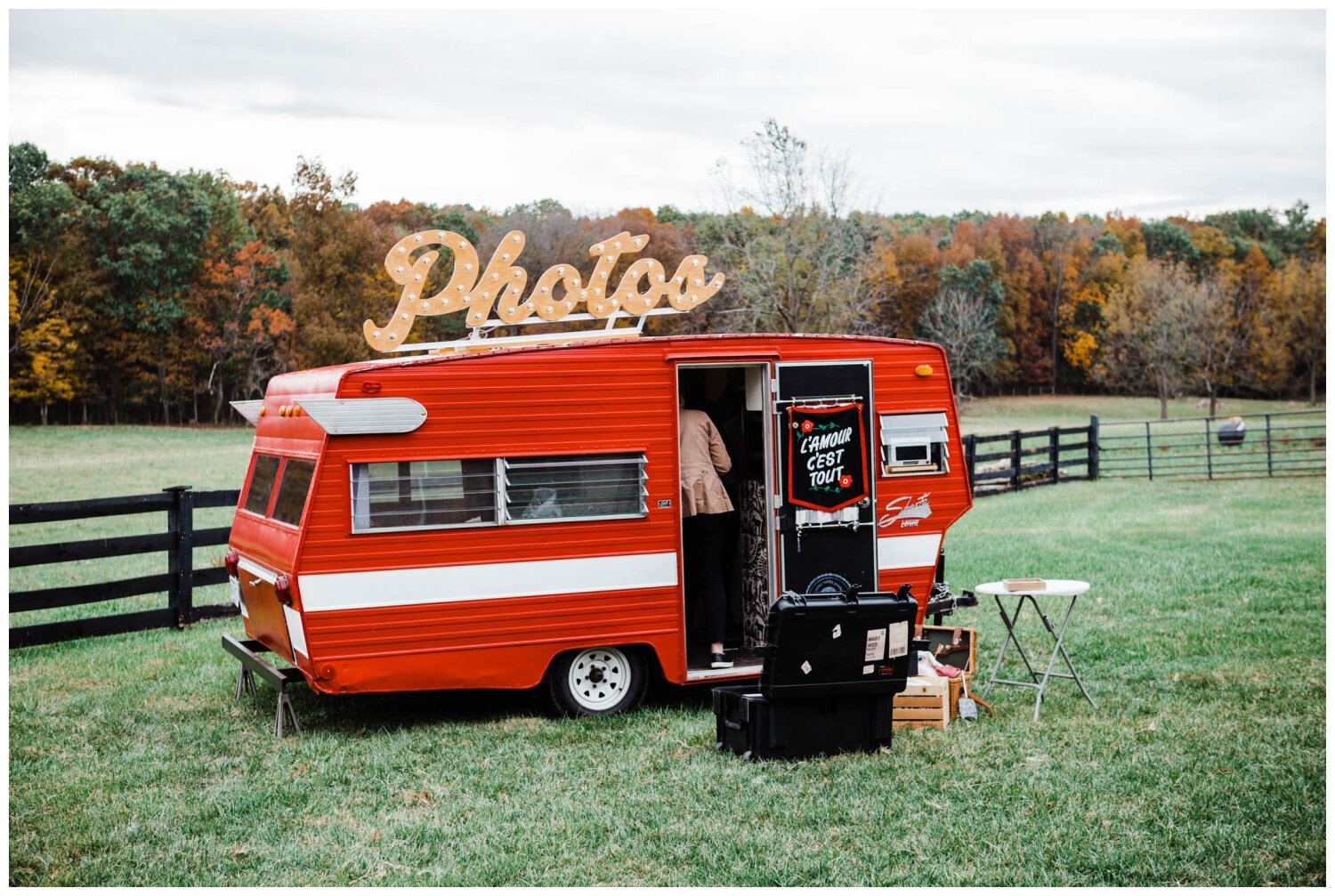 Red August farm Wedding photo booth