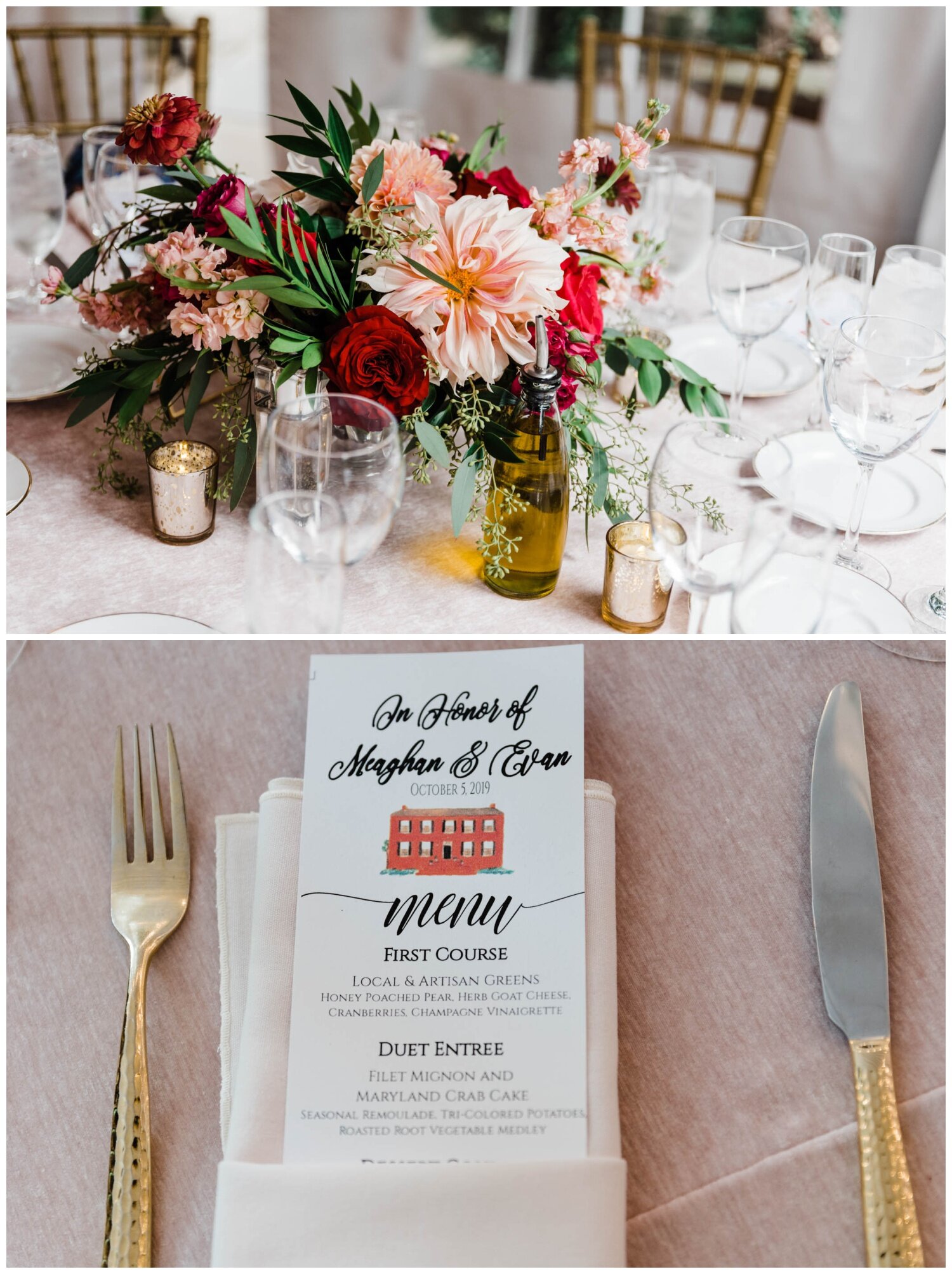 Birkby House wedding reception tablescape