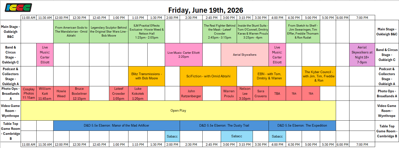 The Master Schedule is now finalized! What an Awesome weekend this will be!