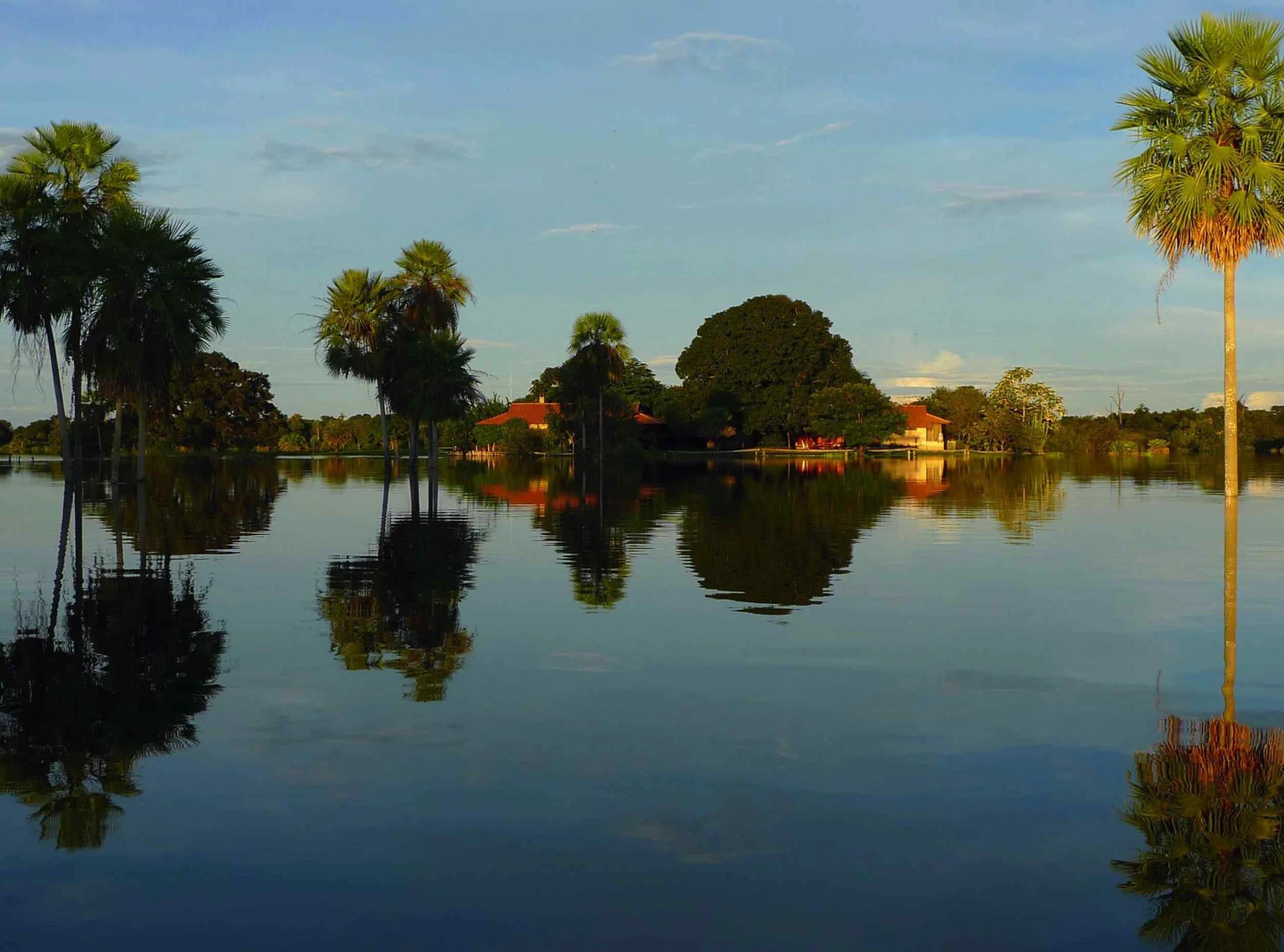 Fazenda Barranco Alto durante o período da cheia no Pantanal / Imagem por Lucas Leuzinger