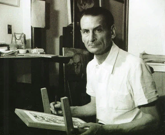 Oswaldo Goeldi em seu ateliê, no Rio de Janeiro, década de 1940 Imagem revistacontemporartes.blogspot.com.br