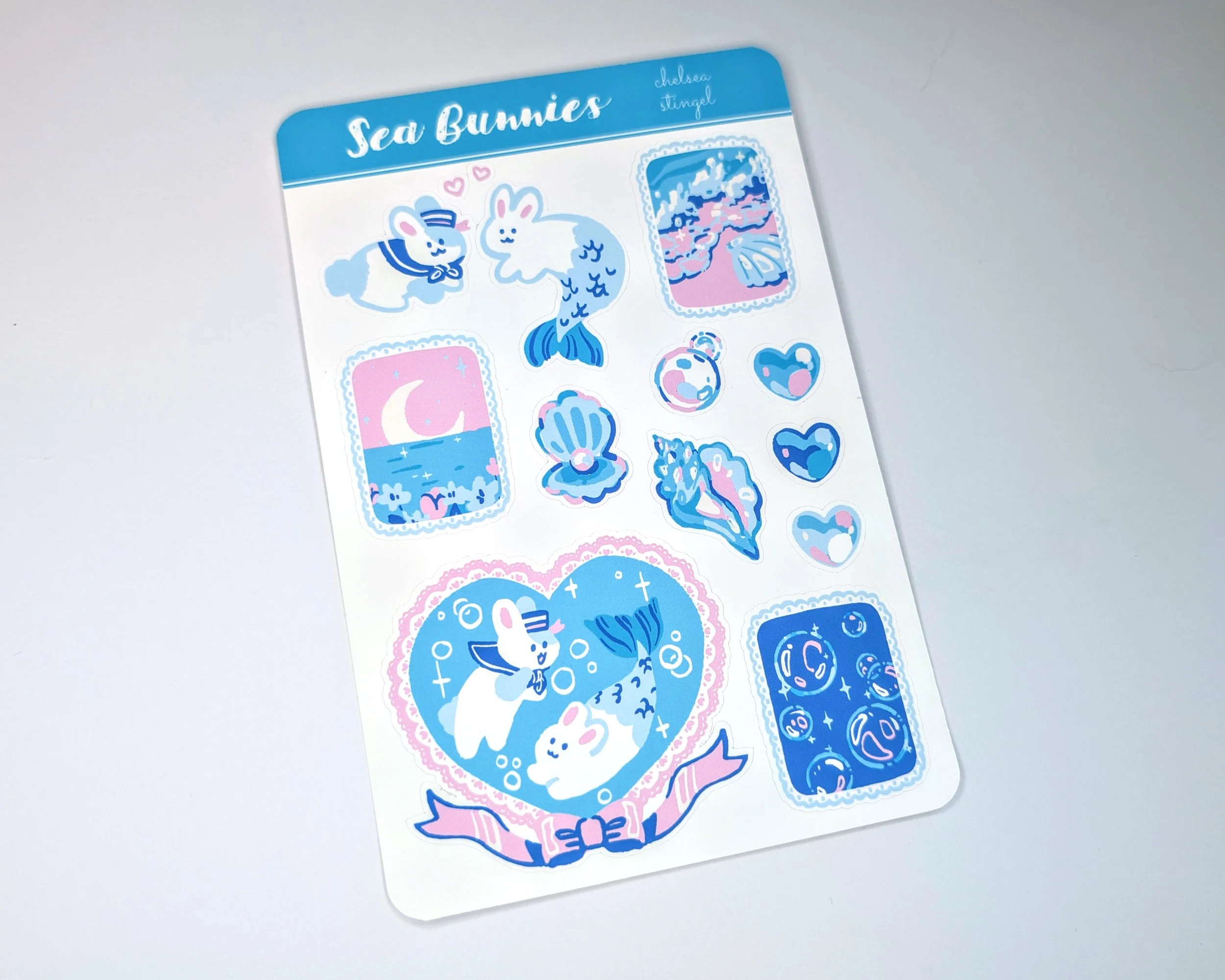 Sea Bunnies | Cute Nautical Themed Rabbit Sticker Sheet | Cute Stationery