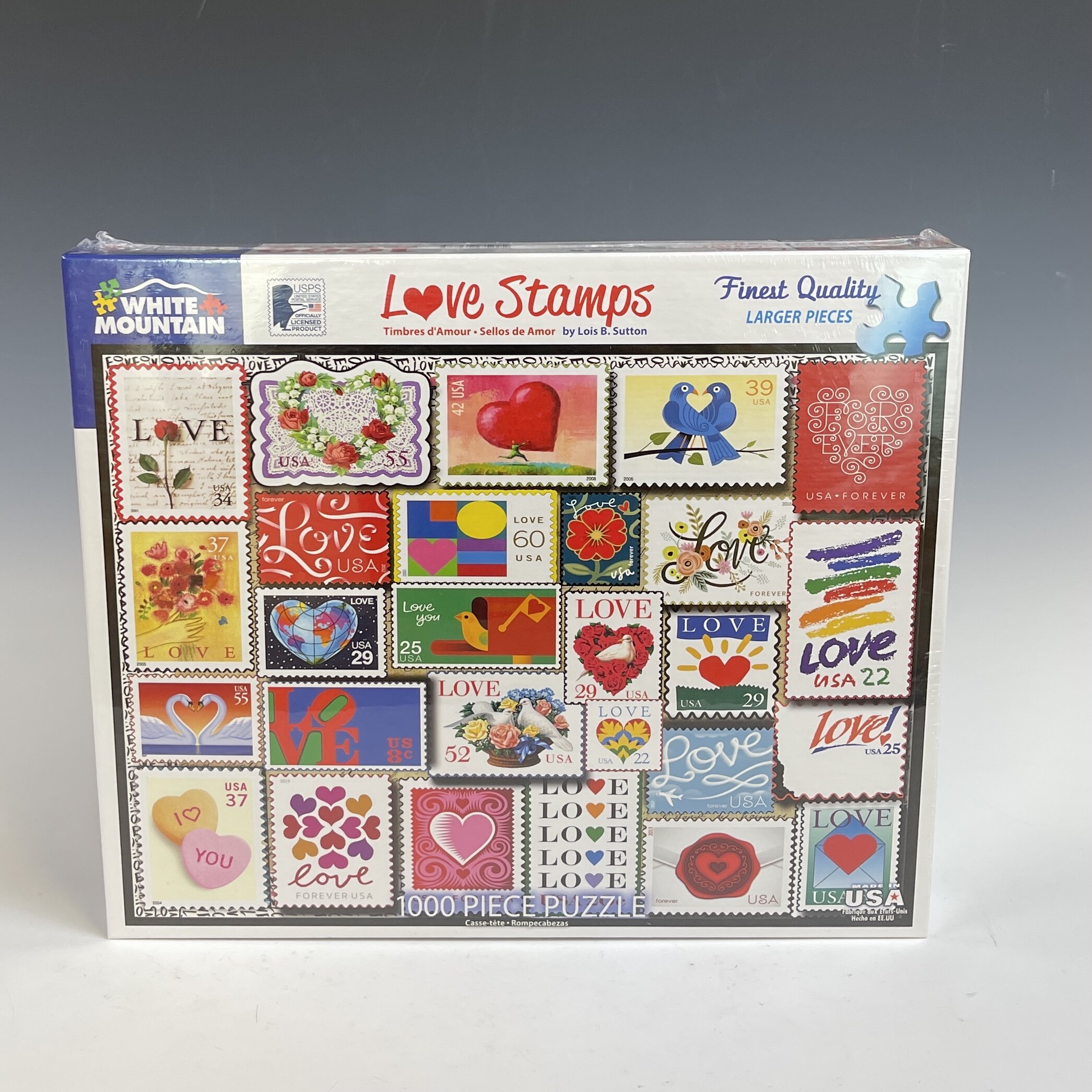 WHITE MOUNTAIN PUZZLE LOVE STAMPS BRAND NEW 1000 PIECE JIGSAW PUZZLE 