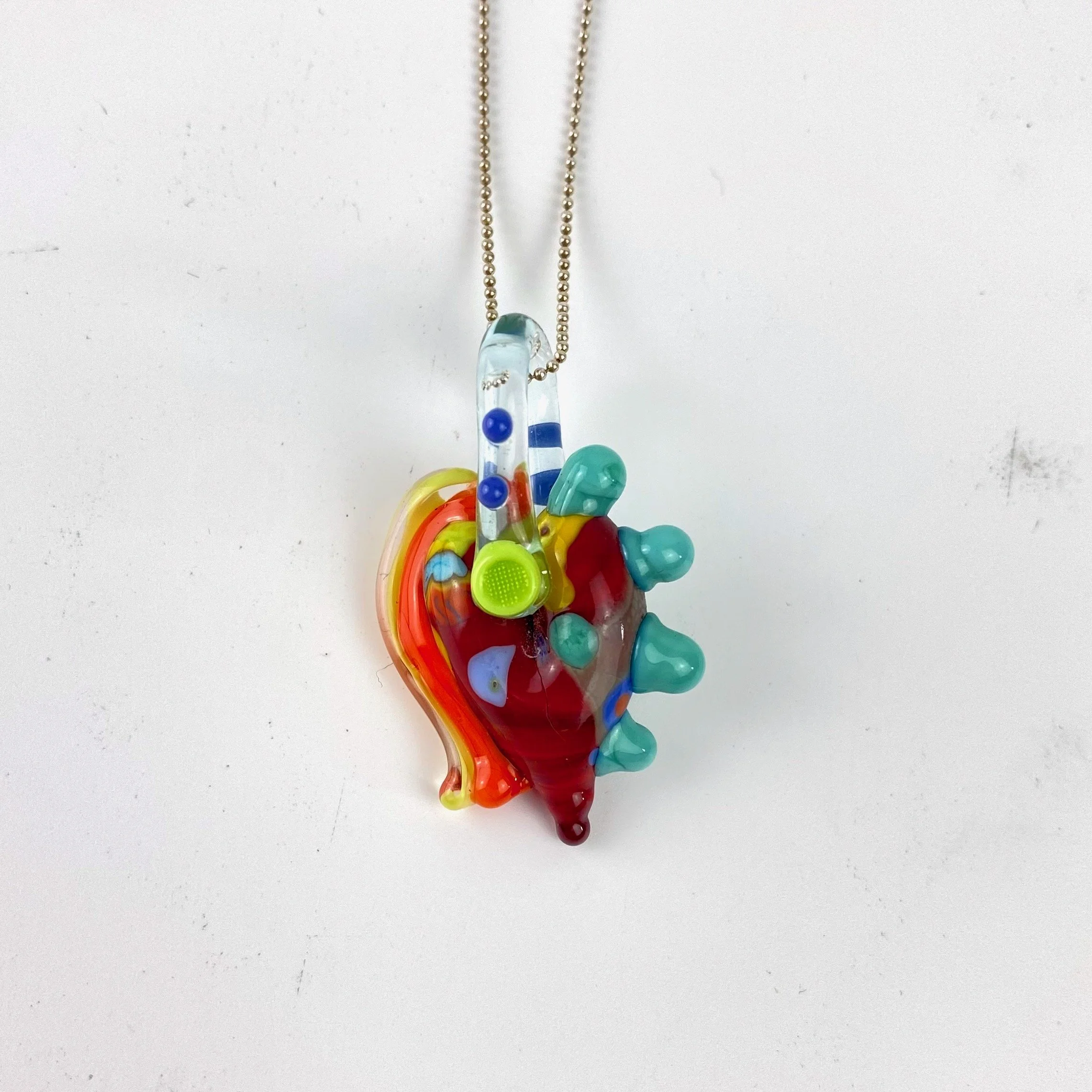 Glass Bead Heart Necklace by Deborah S. Keen