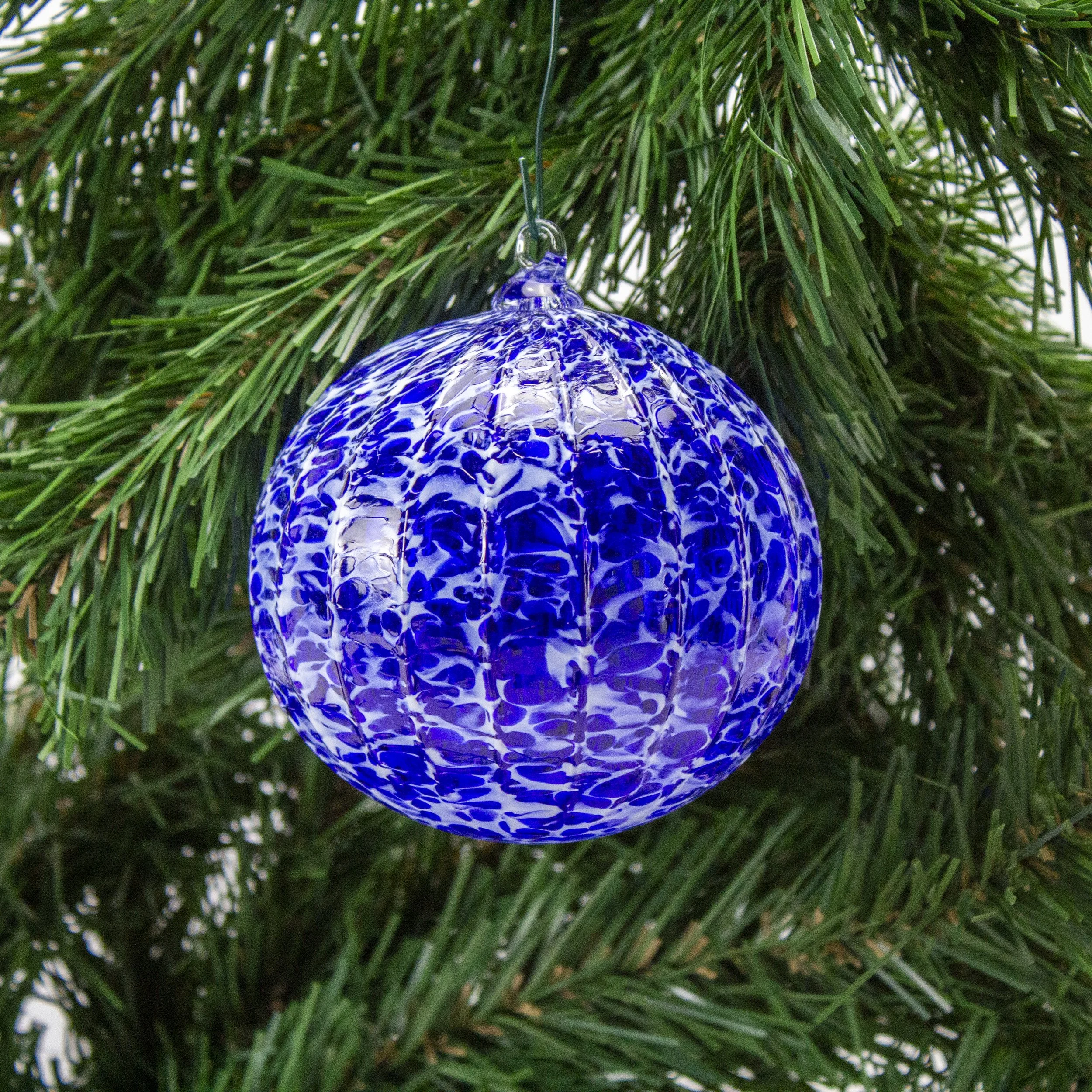 Cobalt Ridged Ornament