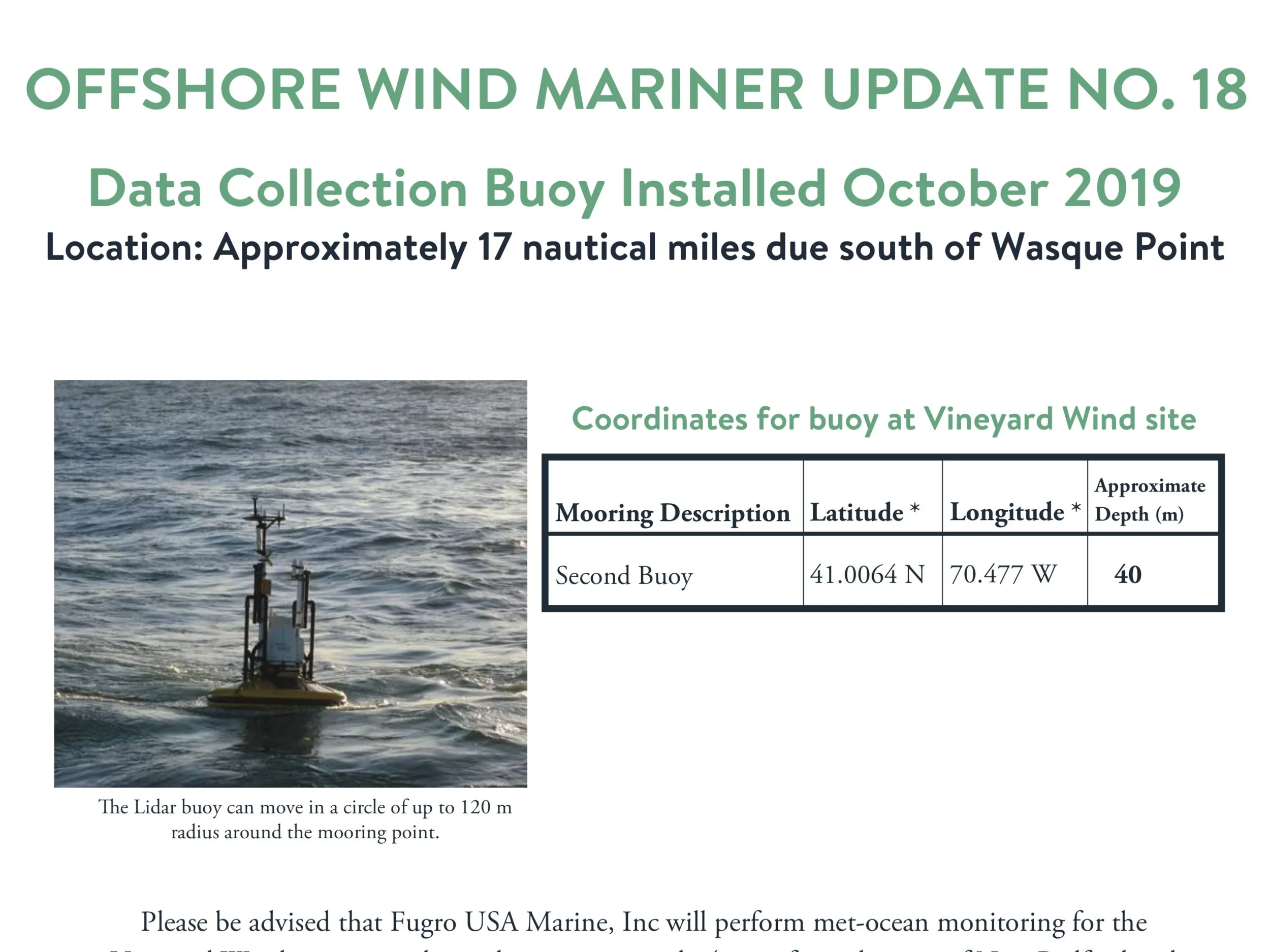 DATA COLLECTION BUOY INSTALLED OCTOBER (#18)