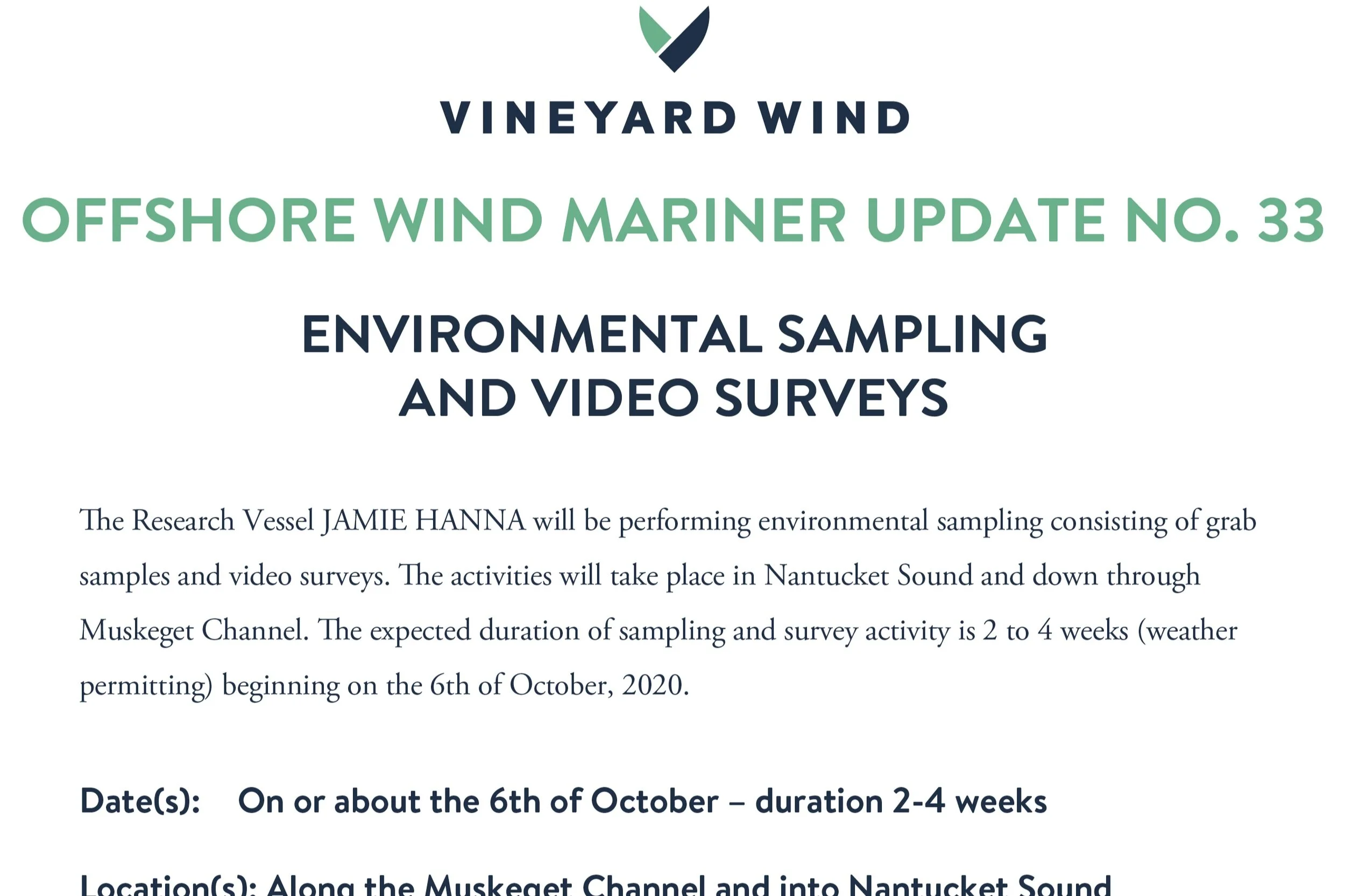 ENVIRONMENTAL SAMPLING AND VIDEO SURVEYS (#33)