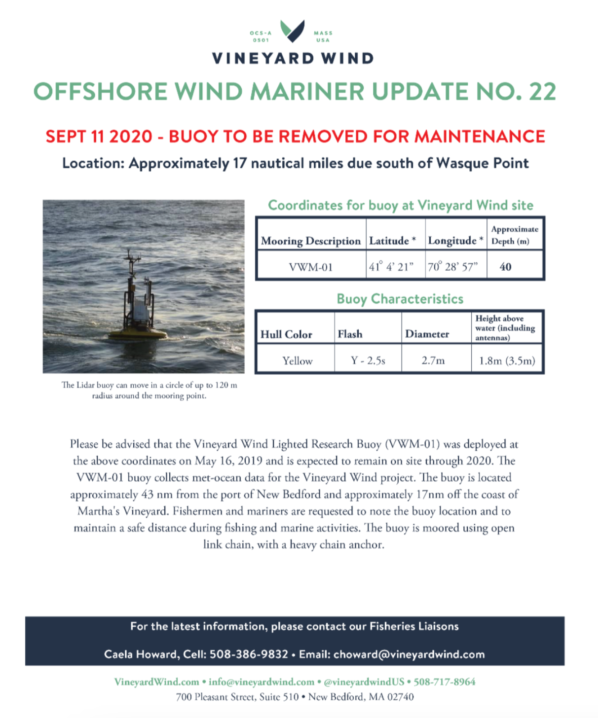 BUOY TO BE REMOVED FOR MAINTENANCE (#22)