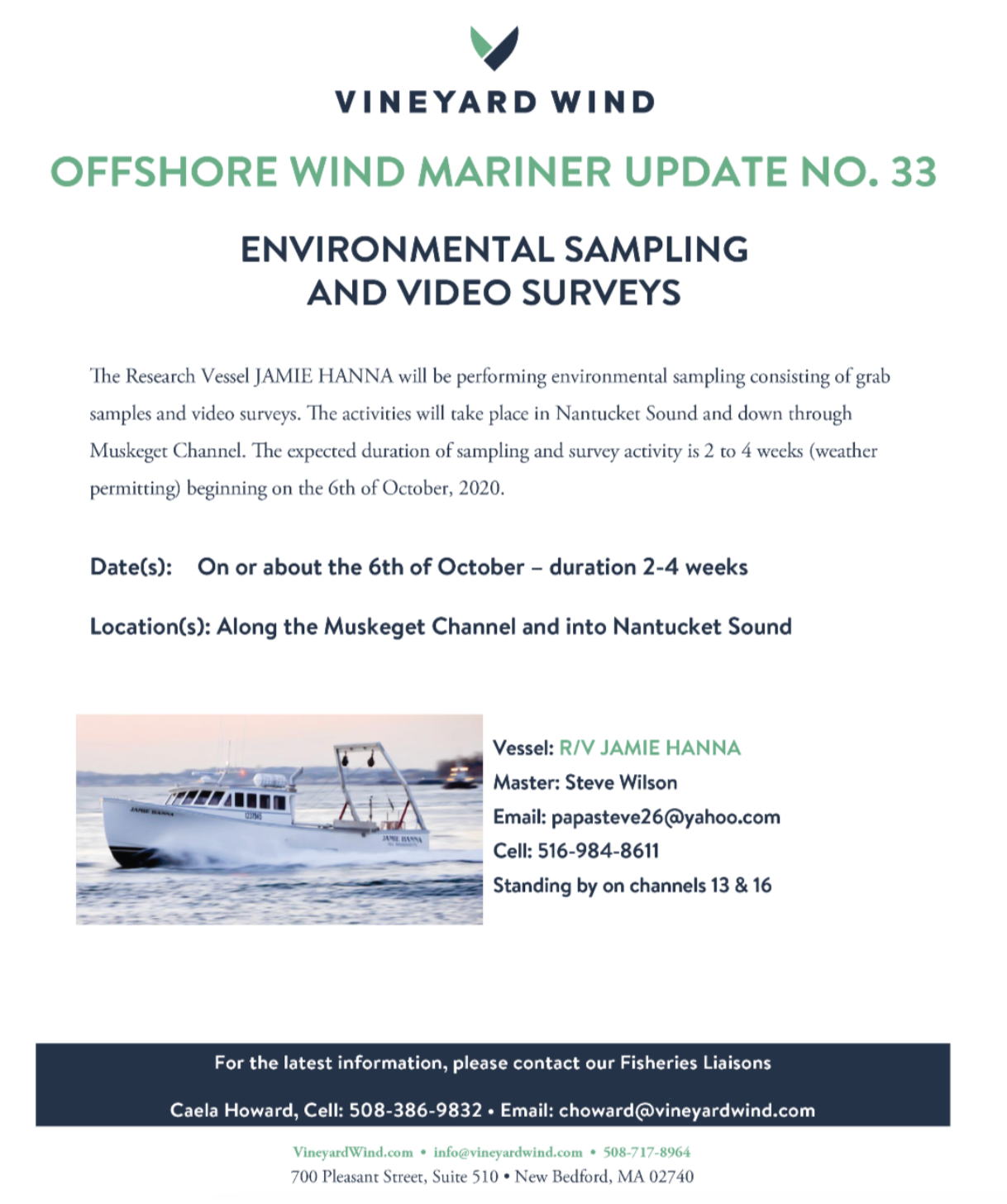 ENVIRONMENTAL SAMPLING AND VIDEO SURVEYS (#33)