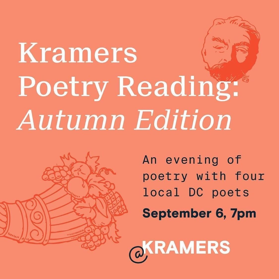 The perfect thing for this gloomy day is poetry! This evening! With me! I will be bringing this same energy tonight. See you there. 

Repost from @kramerbooks
&bull;
Join us for an evening of poetry with four local poets 💫 And partake in a poetry co