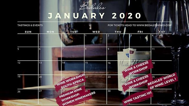 So many tastings &amp; events in 2020 we needed to create a diary!
*
NEW to 2020 - joining our core roster - &lsquo;Wine Tasting 101&rsquo; and &lsquo;Bedales World of Wine: LEVEL 1&rsquo;!
*
More opportunities to attend the &lsquo;Wine &amp; Cheese 