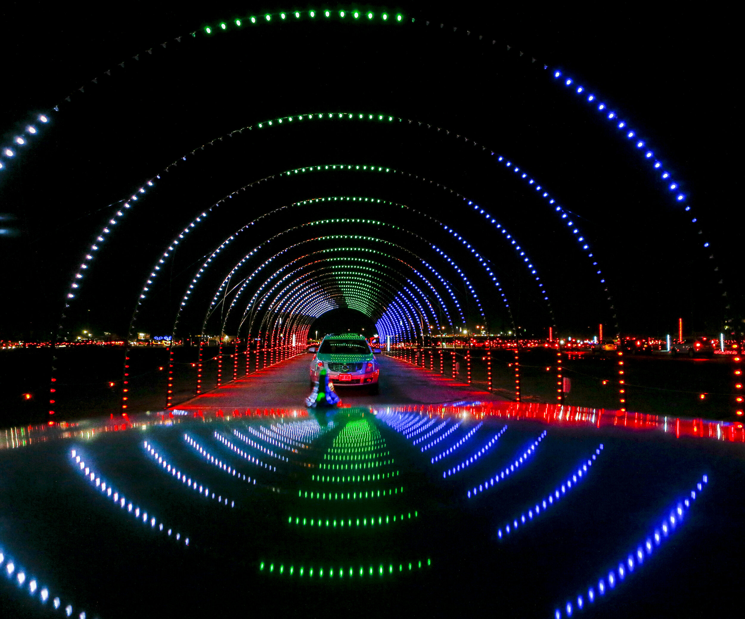  Over&nbsp;one million LED lights are&nbsp;synchronized to Christmas music played through station 88.3 to listen to through a car stereo at WonderLight’s Christmas in Ohio at National Trail Raceway in Hebron, Ohio on Monday, Dec. 23, 2019. WonderLigh