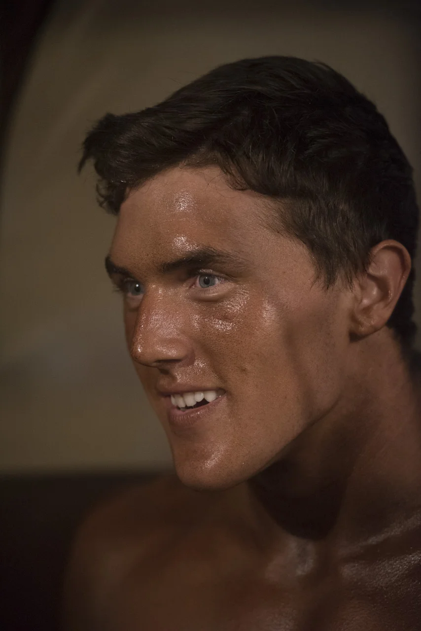  Hawken Lewis, a physique and bodybuilding competitor, arrives to get the last tan needed for his bodybuilding competition in Wheeling, W.Va. His face is un-even and needs to get another coat so it does not look different from the rest of his body. “