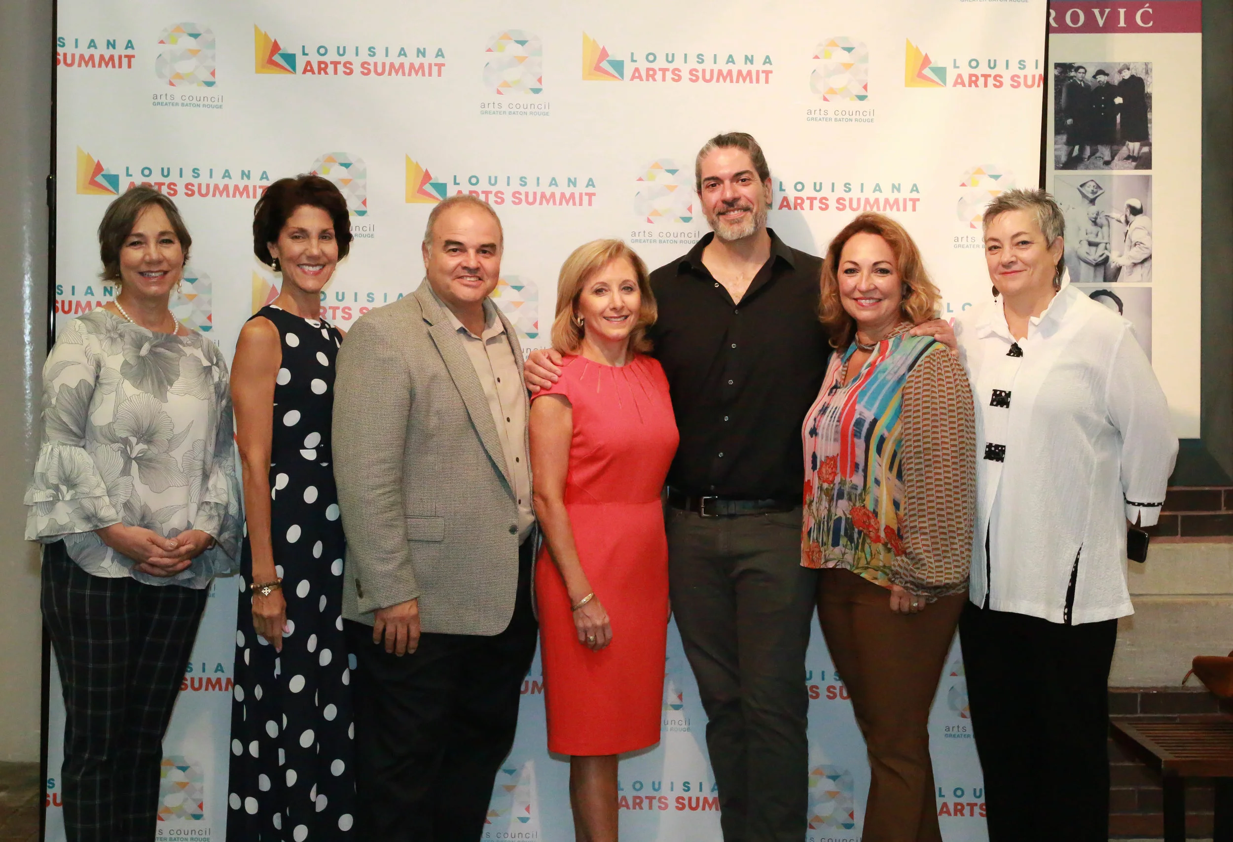 Serena Pandos (Louisiana Art & Science Museum), Mary Lee (Louisiana State Arts Council), Environmental Artist and Keynote Speaker Xavier Cortada, First Lady Donna Edwards, Jonathan Foret (South Louisiana Wetlands Discovery Center), Renee Chatelain (Arts Council of Greater Baton Rouge), Cheryl Castille (Louisiana Division of the Arts)