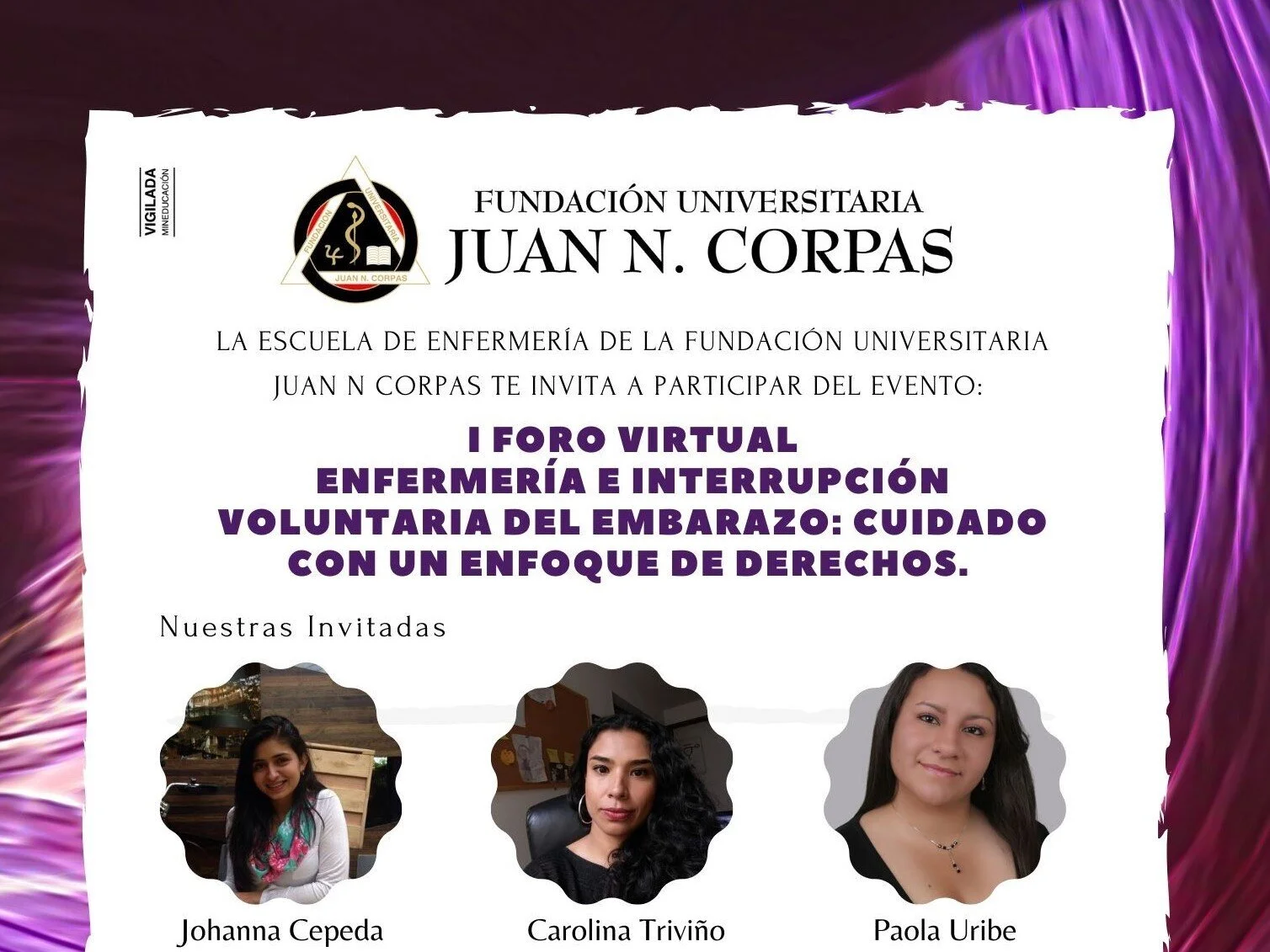 La Escuela de Enfermería de la Corpas realizó el “Primer Foro Virtual: Enfermería e Interrupción Voluntaria del Embarazo: Cuidado con un Enfoque de Derechos”