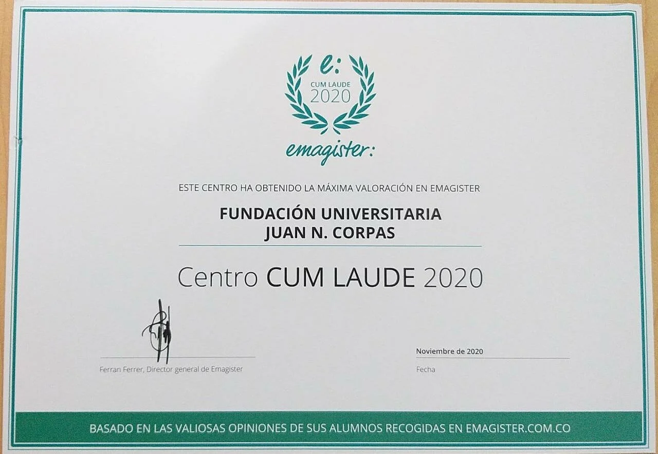 La Corpas obtiene el sello CUM LAUDE 2020 de E-magister por su alta calidad formativa.