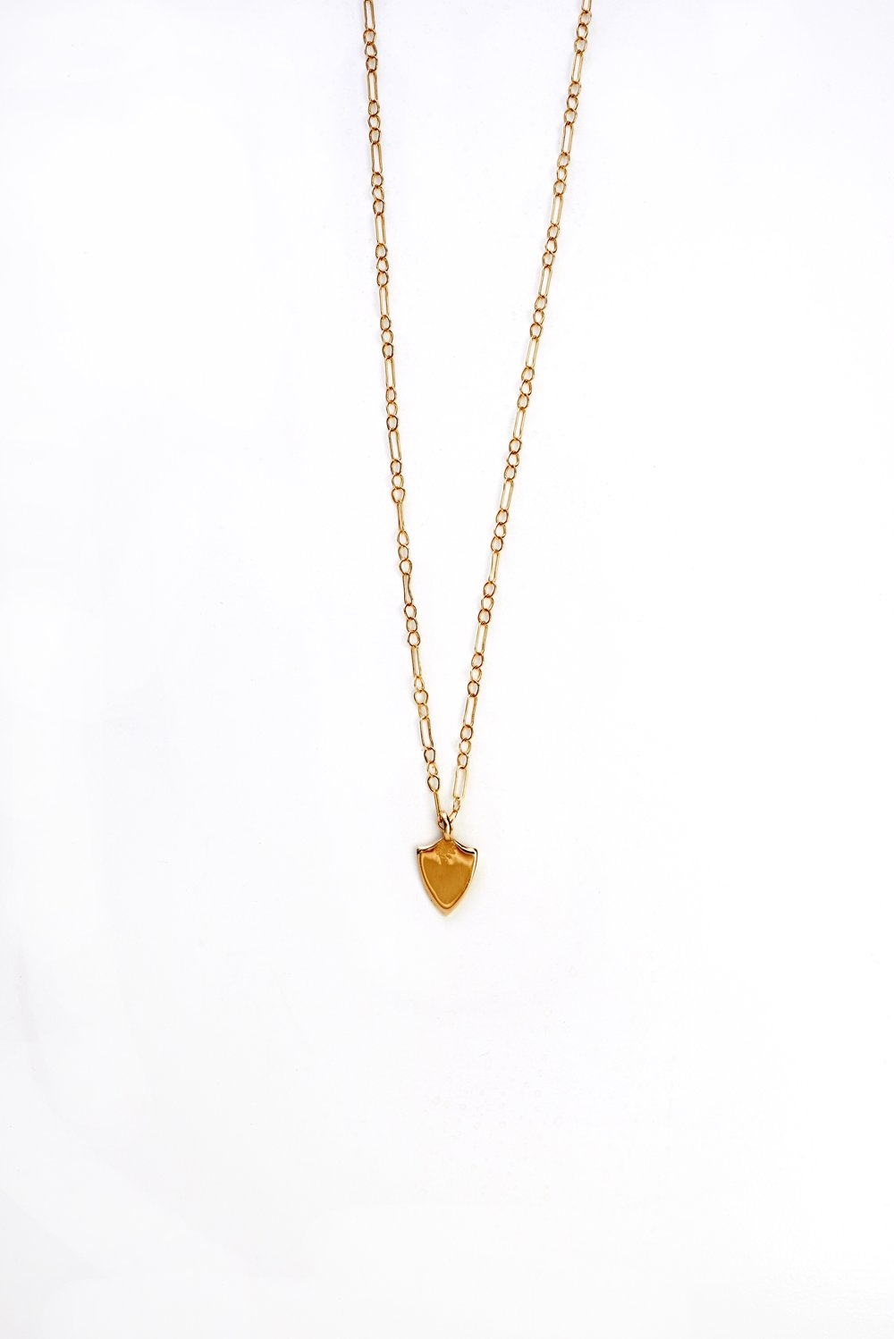 EA Collection 14k Gold Shield Necklace , Gold Delicate Neckalce, Gold Necklace, Gold Chain, Shield Pendant,  