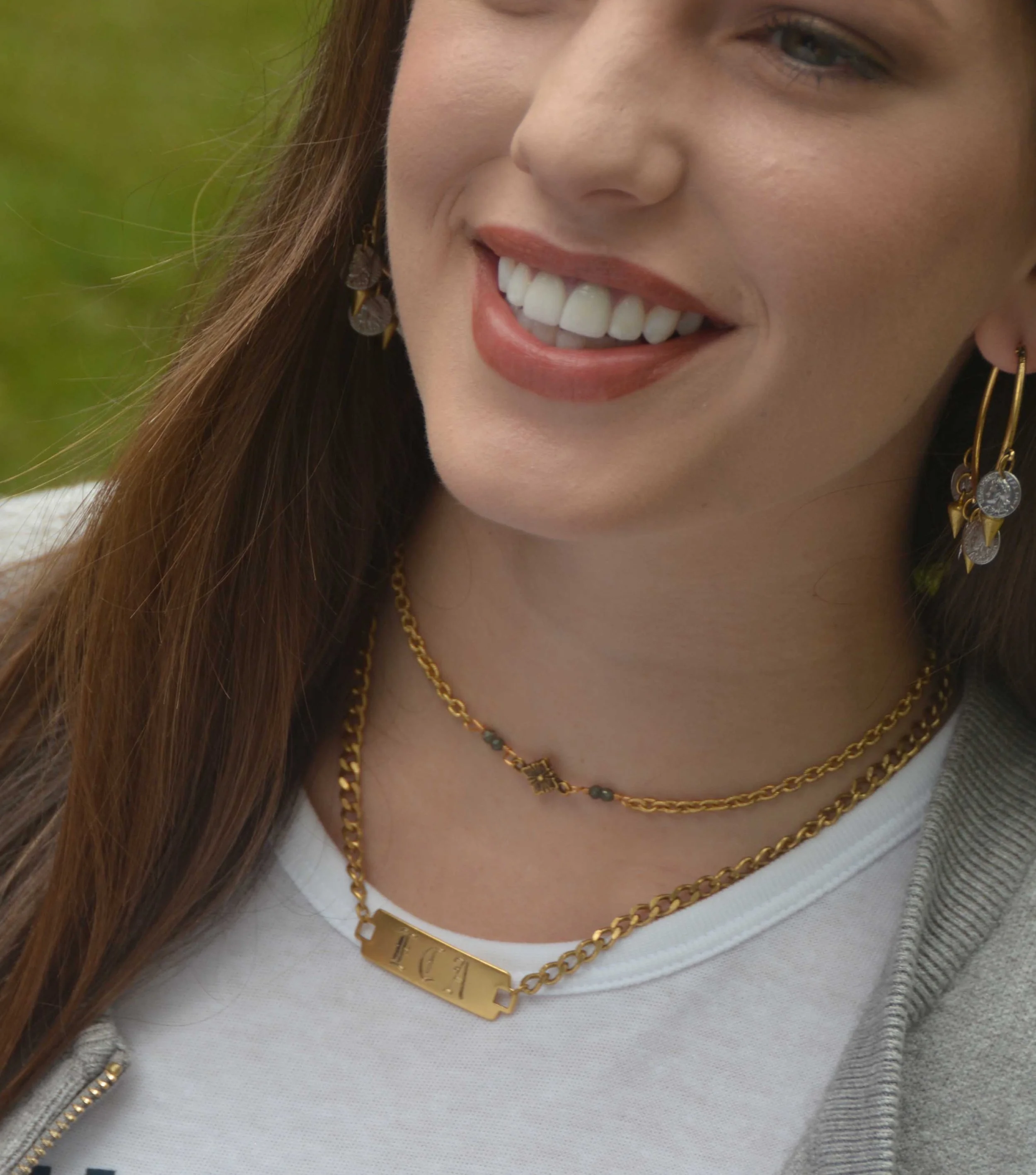 ID Necklace, Gold Necklace, Necklace, Gold, Gold Chain, Engraveable Necklace, Engraveable, Custom, Custom Necklace, Childrens Initials, Initials,