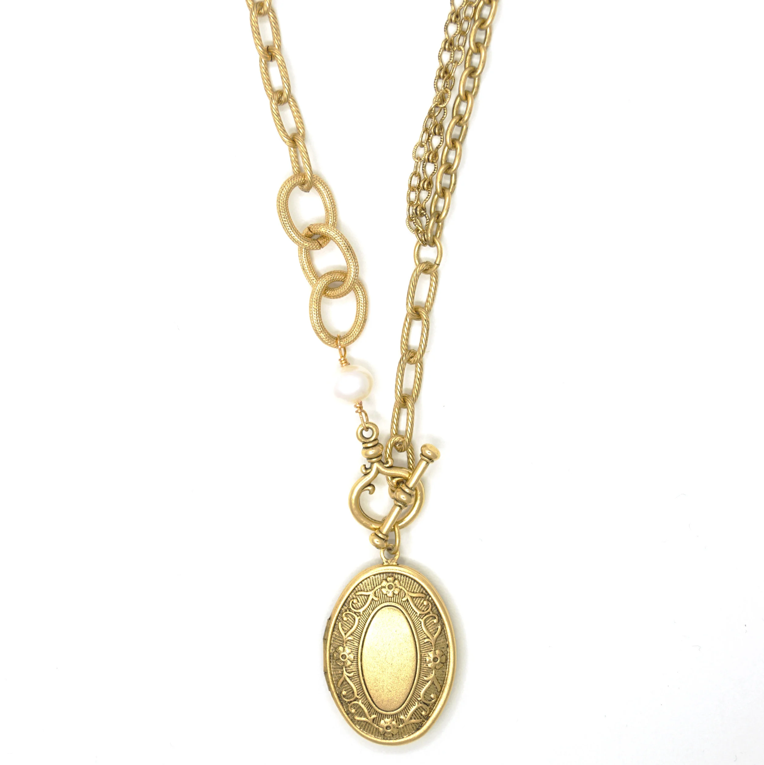 LuLu Necklace with Laurel Locket, Gold Necklace, Gold Locket, Custom Locket, Engraveable locket, Monogram Locket,