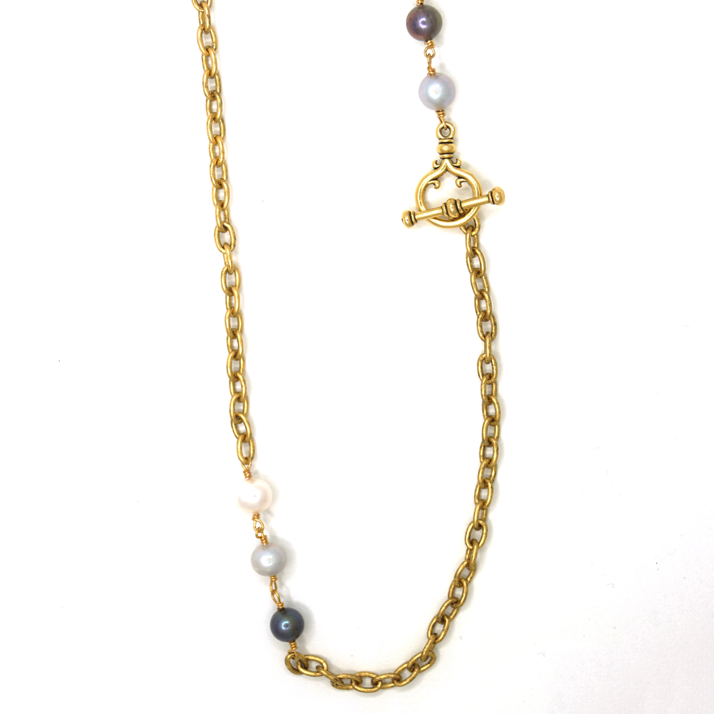 Gigi 33" Necklace, Pearl Necklace, Long Gold Necklace,