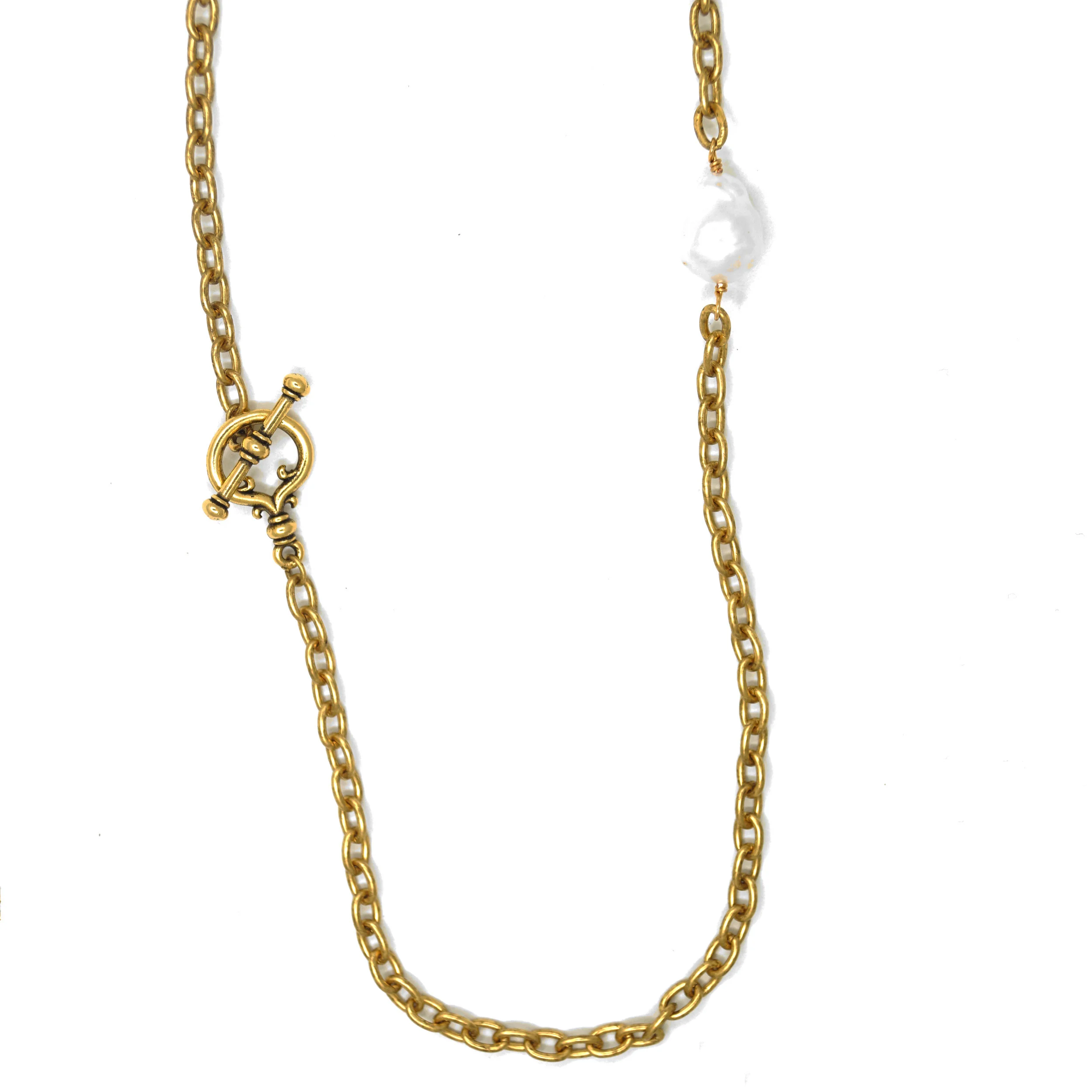 33" Carolina Necklace, Gold Chain Necklace, Gold Chain, Pearl Necklace, Carolina, Carolina Girl,