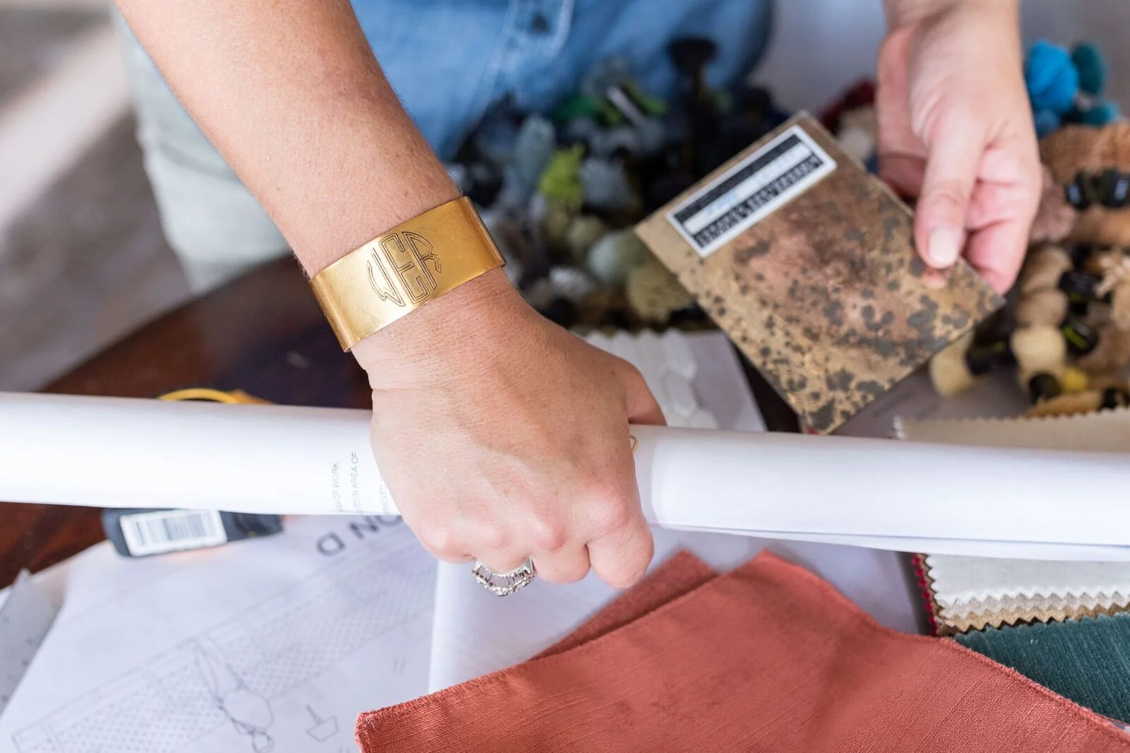 Whitney is wearing the Wide Monogram Cuff in this photo. Find it HERE.
