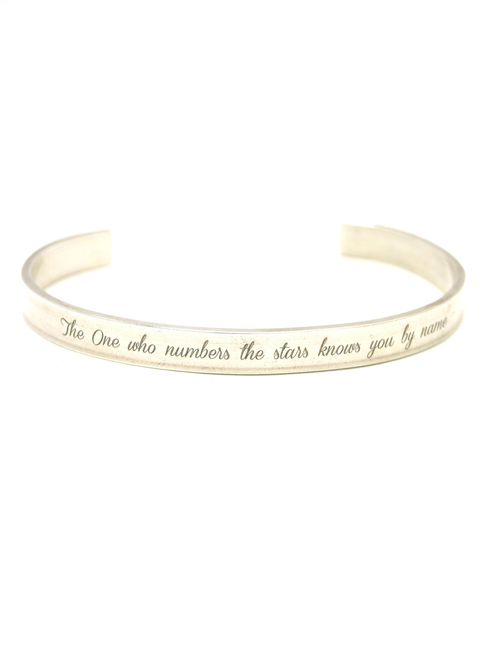 silver bracelet, sterling silver bracelet, sterling silver cuff, silver cuff, silver quote cuff, silver quote bracelet, quote bracelet, quote cuff, the one who number the stars knows you by name
