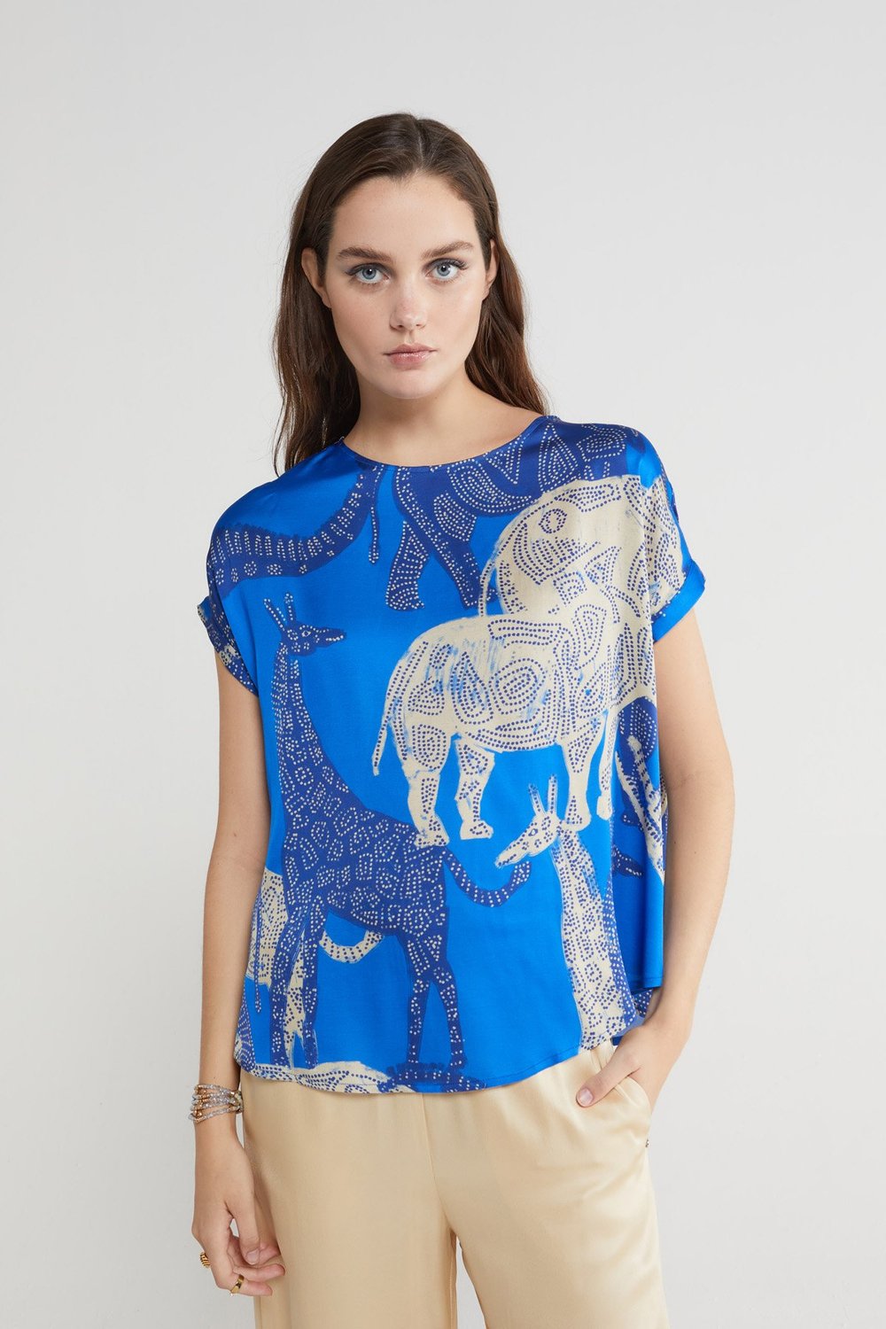 Ciara Blouse in Jungle Blues from Ottod'Ame