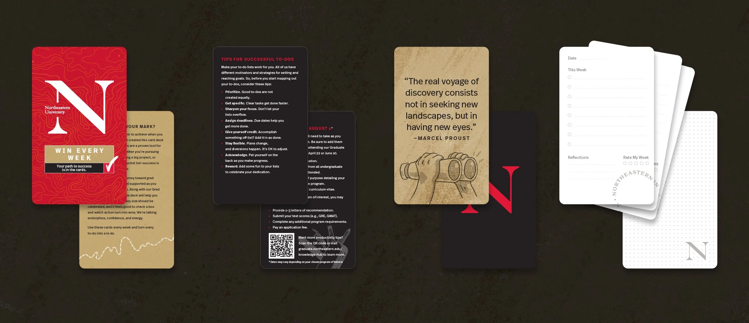  Custom deck of 62 productivity cards, with tips, inspiration, and application info. 