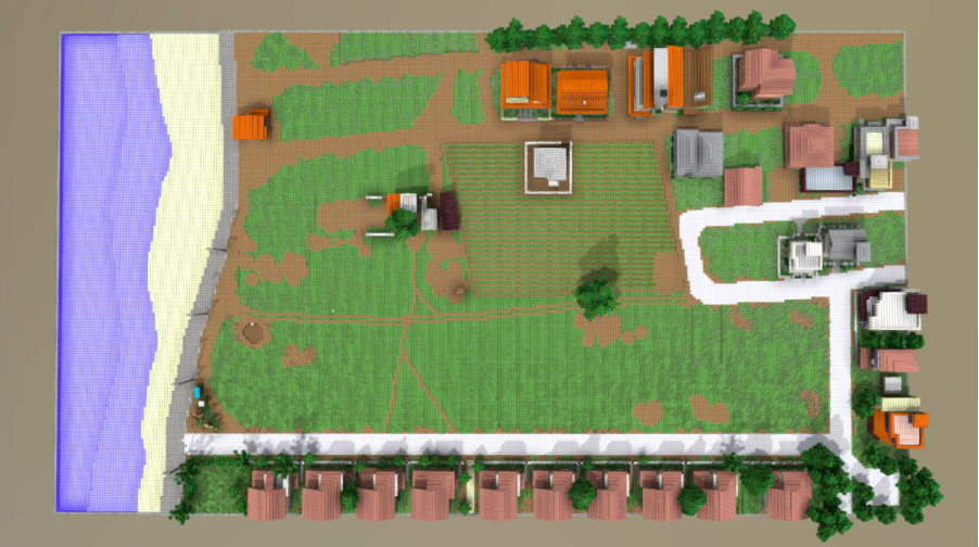 Aerial view of the final Minecraft proposal for the children’s summer camp.