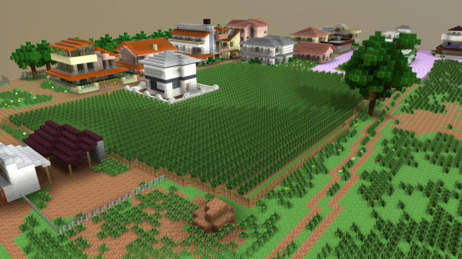 The proposed design includes a variety of structures as well as trees and space to relax and play.