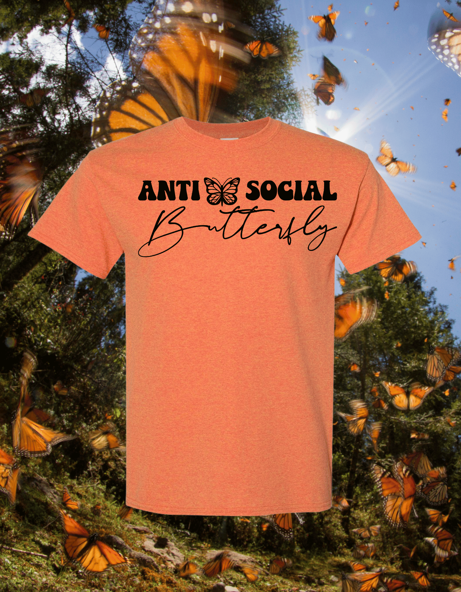 social butterfly shirt mock with background.png