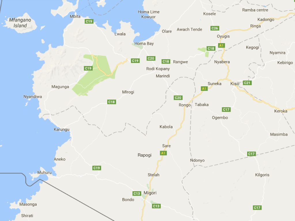 The part of Kenya in which we do our work, Nyanza Province.