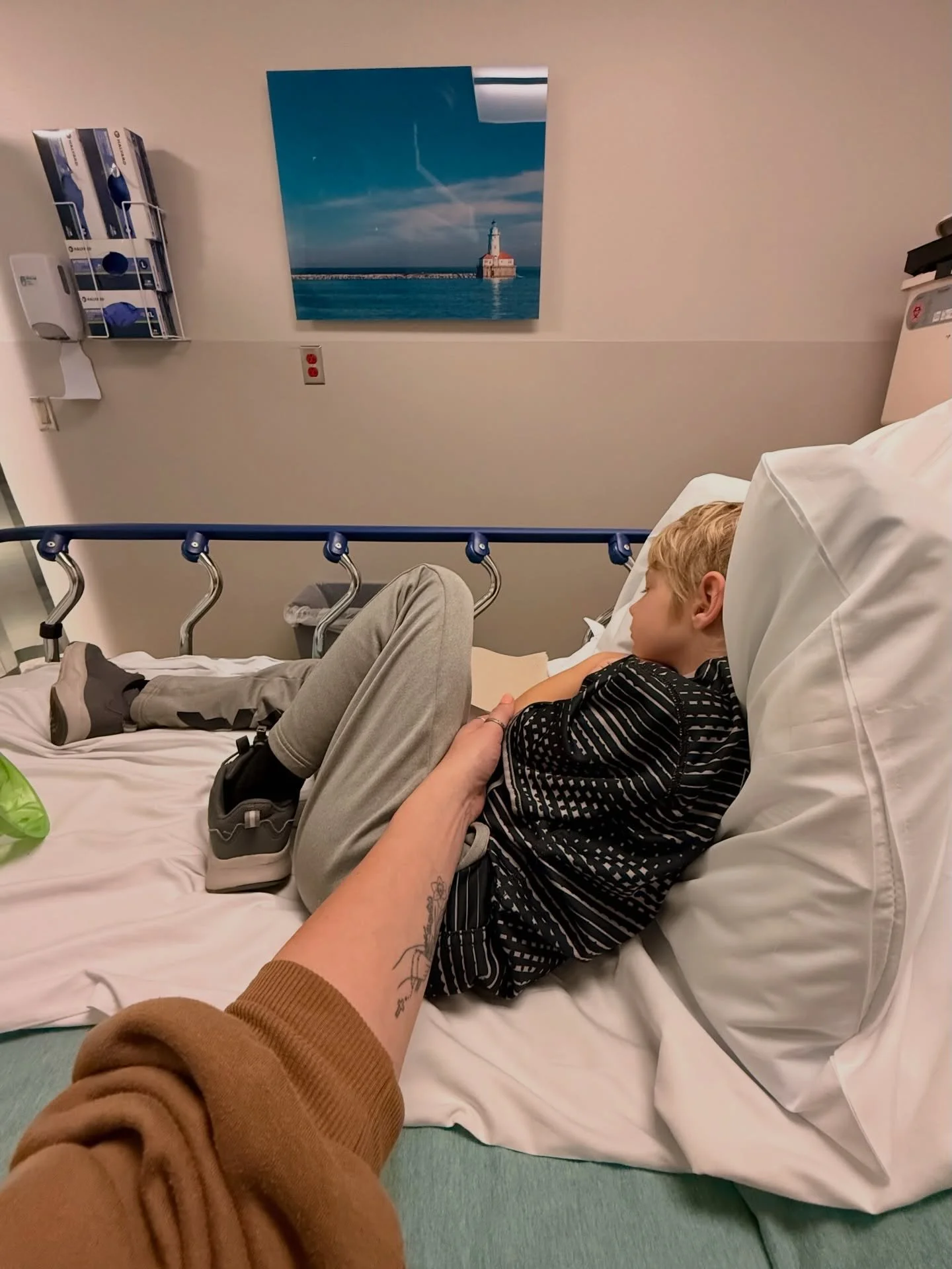 It was heavy on the &ldquo;back to reality&rdquo; this week/weekend for us 🥲🫠 J was out of town for work all week too so we really took solo momming to a new level 🙃 pic captions in order:

-ended the weekend with an ER visit for poor Kil who got 