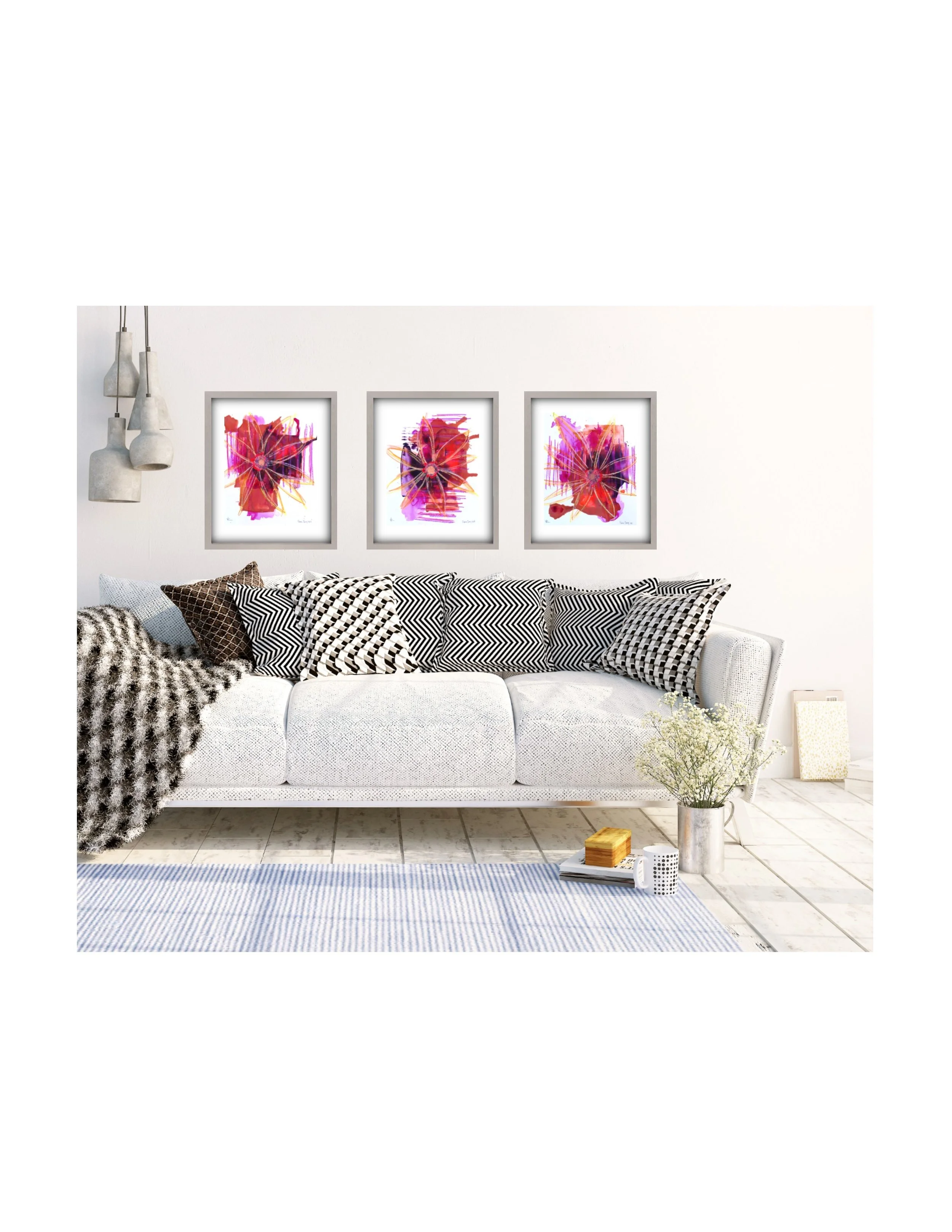 Power Daisy 17,18,19 on white wall overwhite sofa with check ss.jpg