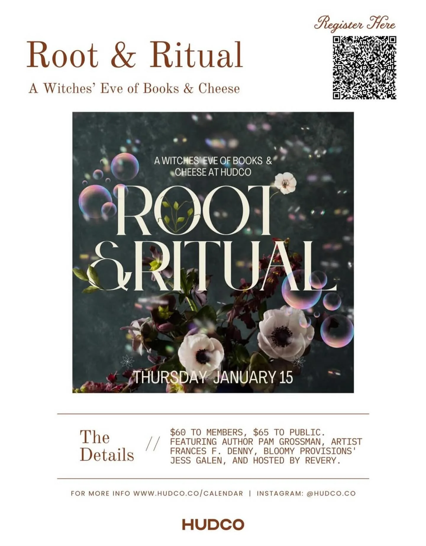 My next event is this Thursday in Dobbs Ferry, NY. It will be a scrumptious evening of conversation, creativity, and CHEESE. 🧙&zwj;♀️🪄🧀 What could be better? Join me, @francesfdenny, @bloomydobbs and @revery_space at @hudco.co - very easy to get t