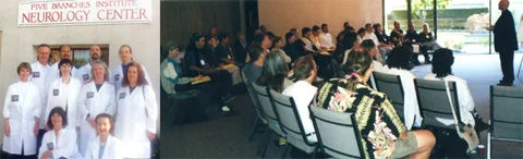 Left : 2000- Overseeing the Medical Qigong Clinic and Teaching Classes at the Five Branches Institute – College of Traditional Chinese Medicine Right : 2000- Teaching at the N.Q. A. Conference in Portland Oregon