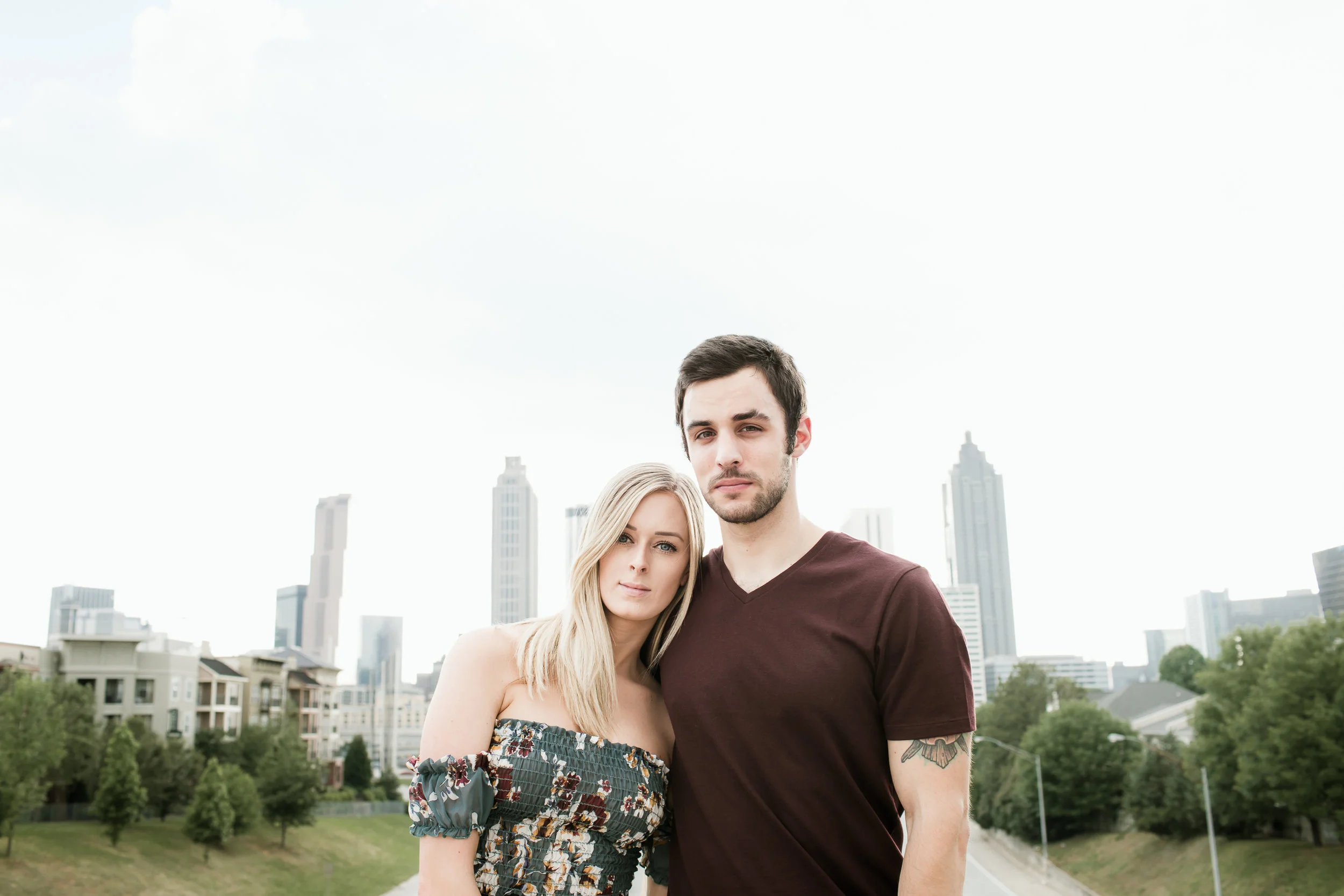 Atlanta Skyline Engagement Session on Jackson Bridge 