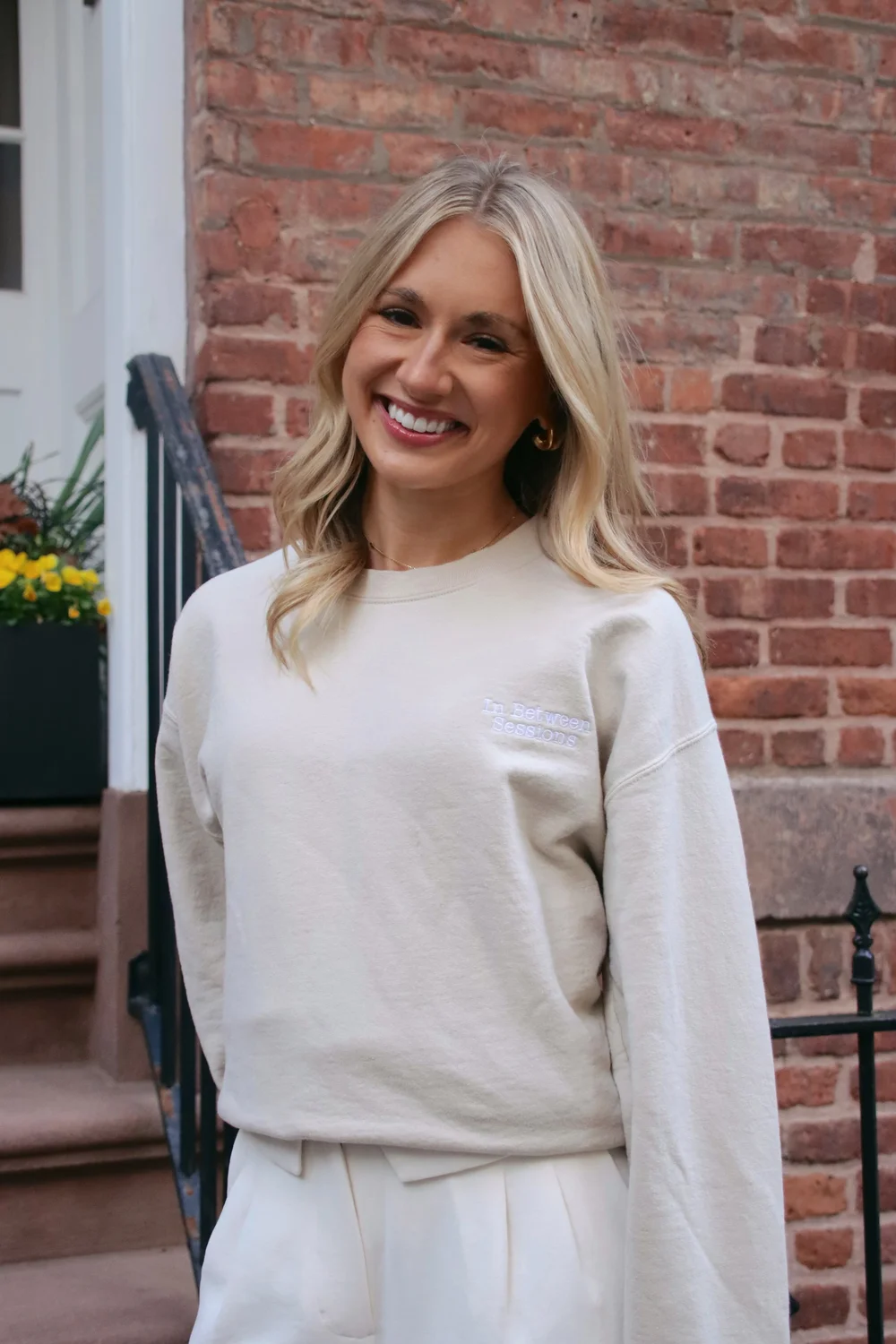 In Between Sessions Beige Crewneck — LEL THERAPY