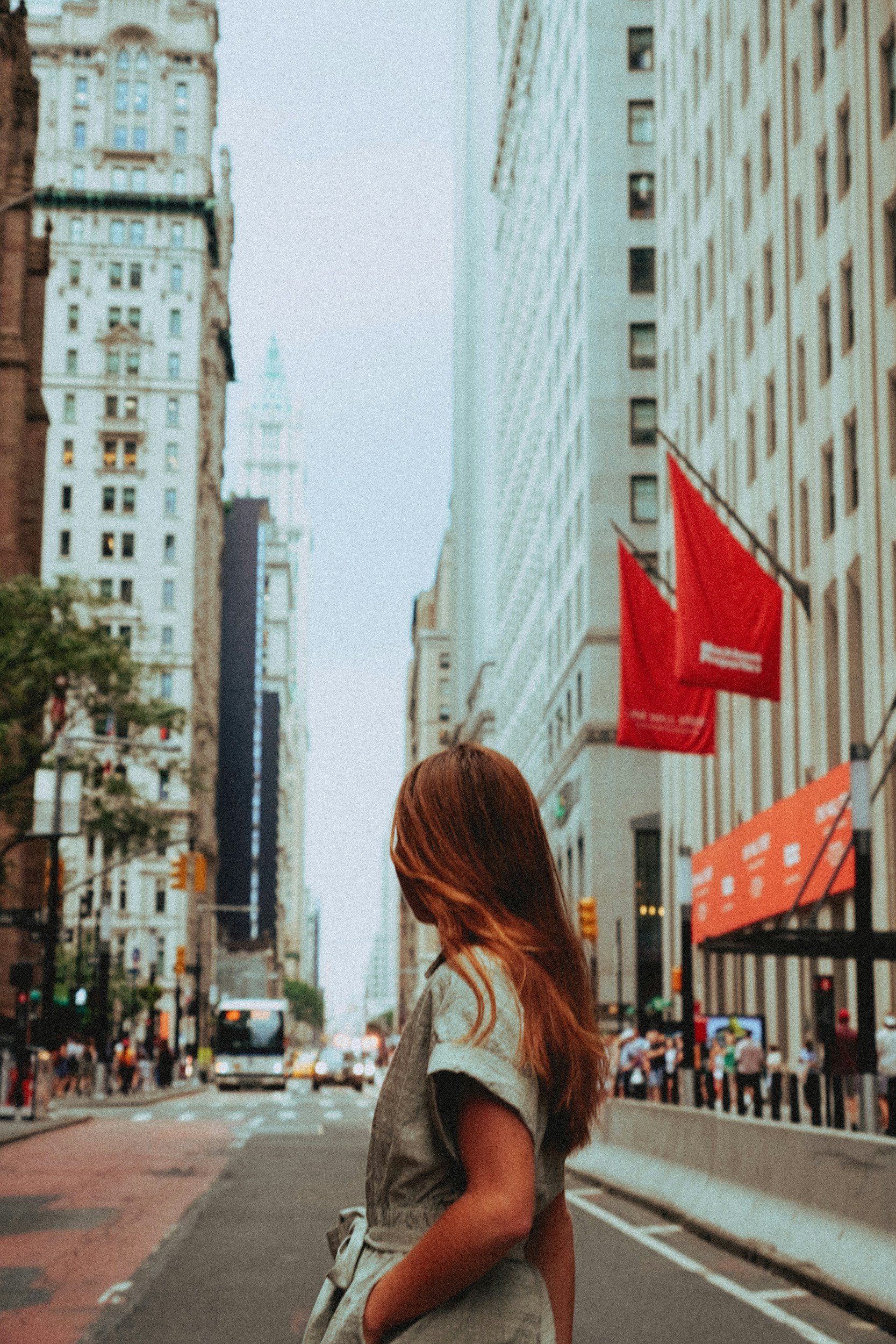 woman walking in NYC street