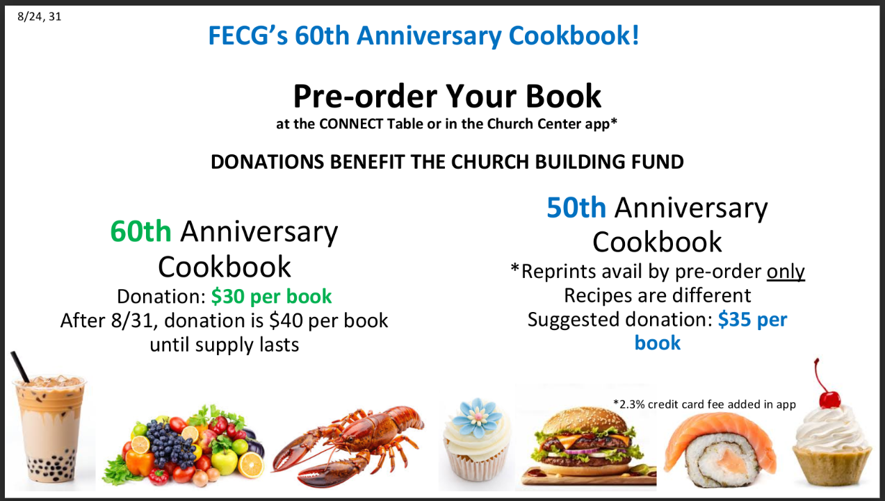 FECG's 60th Anniversary Church Family Cookbook