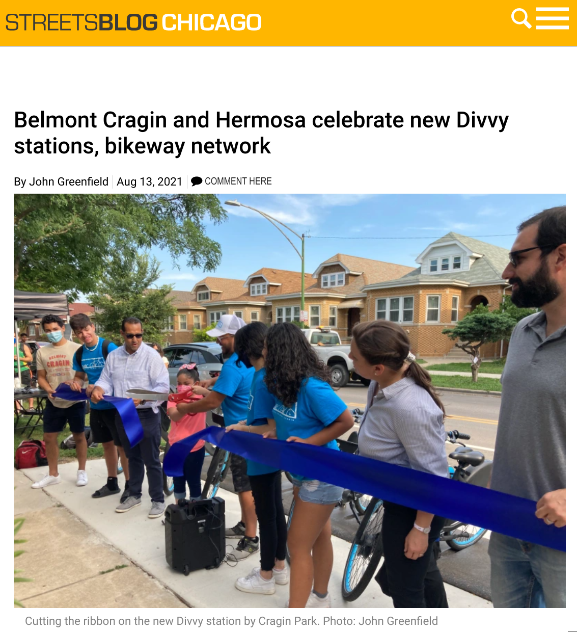 Chi.StreetsBlog.com - Hermosa + Belmont Cragin celebrate new Divvy stations