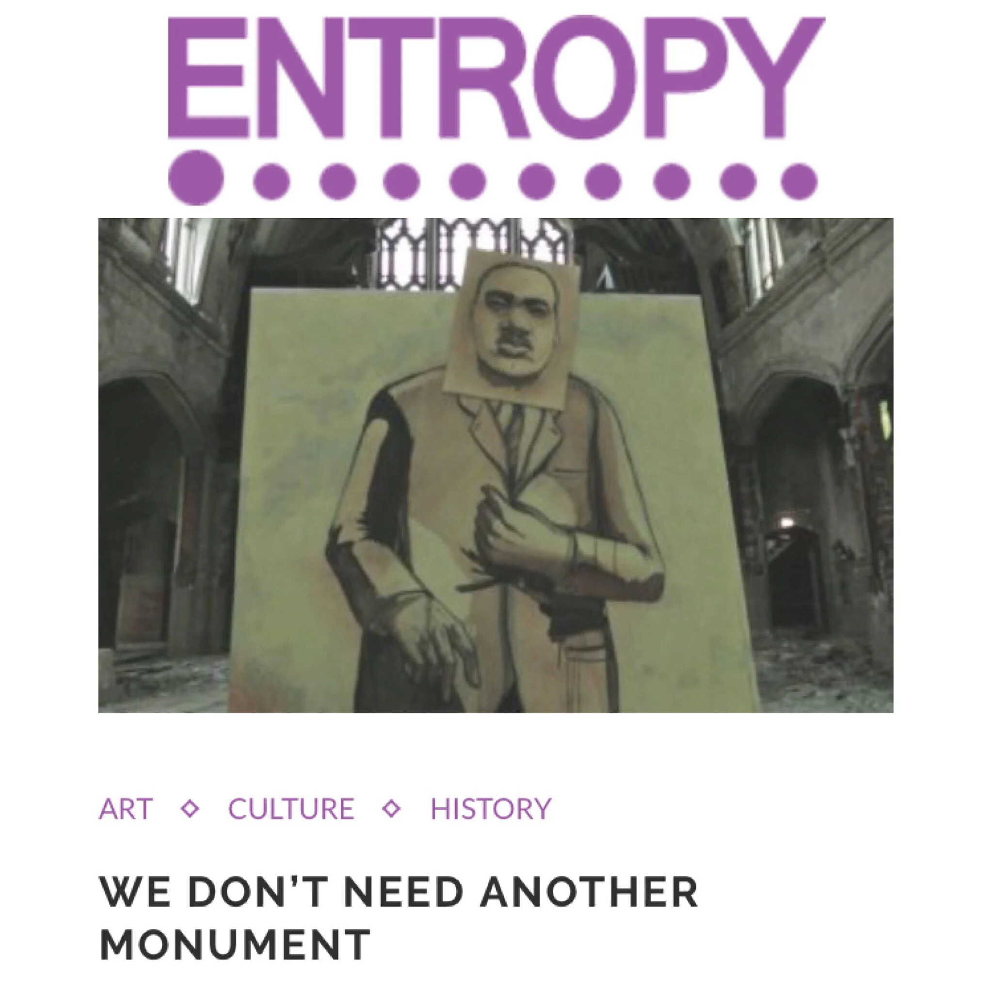Freelance Arts & Culture for Entropy Magazine
