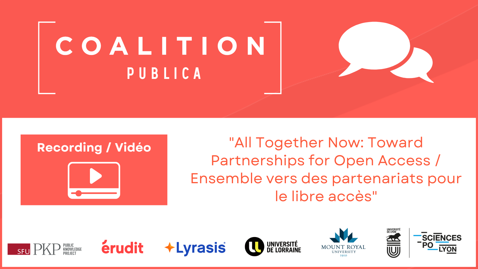 Partnerships for Open Access Panel Recording Released / Visionnez la table ronde sur les partenariats pour le libre accès