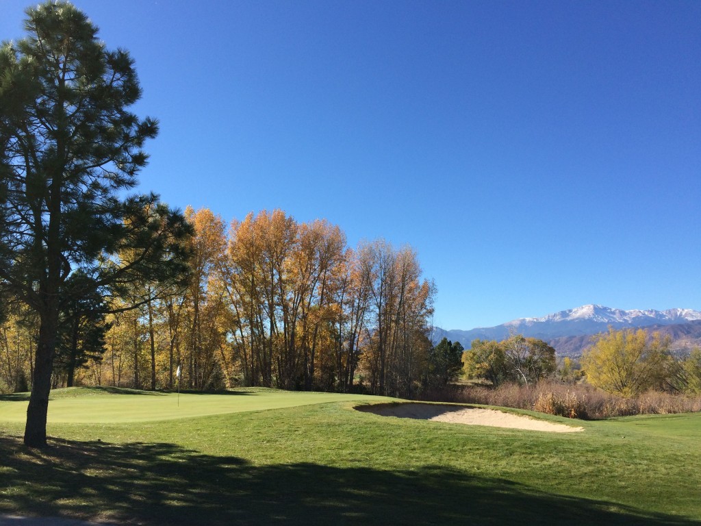 The glorious view looking past the par 5 15th green to the majestic Pikes Peak. Stop and take a picture here, we don't blame you.